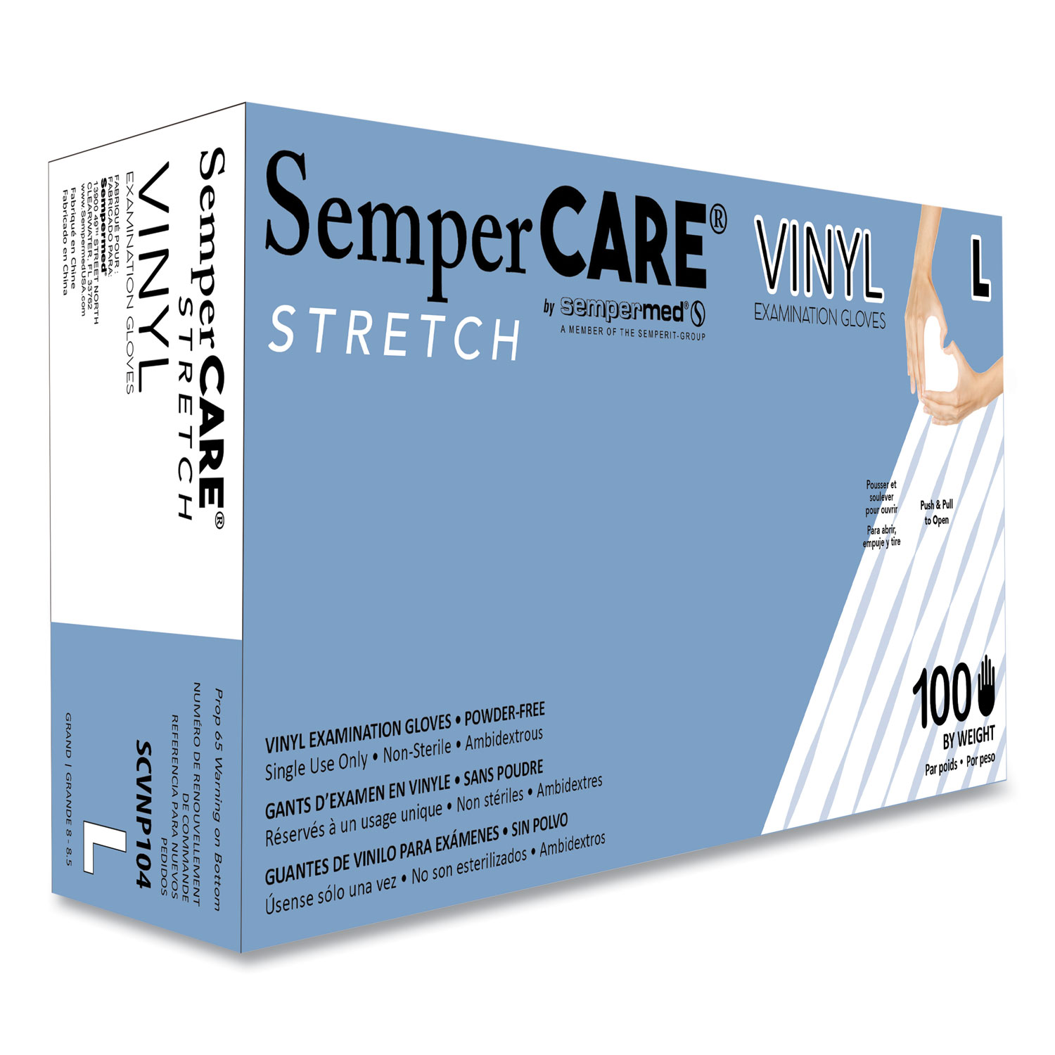 Stretch Vinyl Examination Gloves, Cream, Large, 100/Box, 10 Boxes/Carton