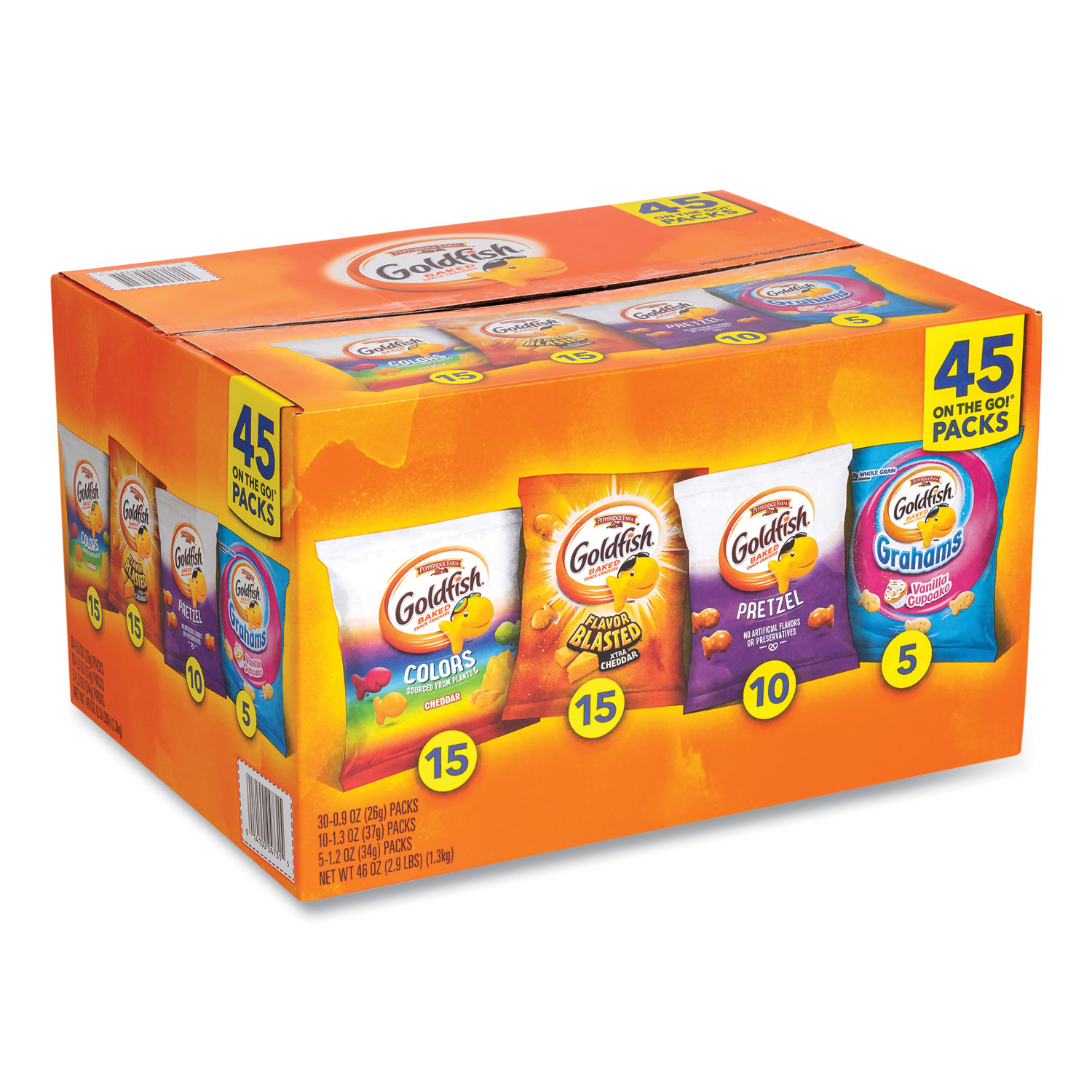 Goldfish Sweet and Savory Variety Pack, Assorted Flavors, 45/Carton