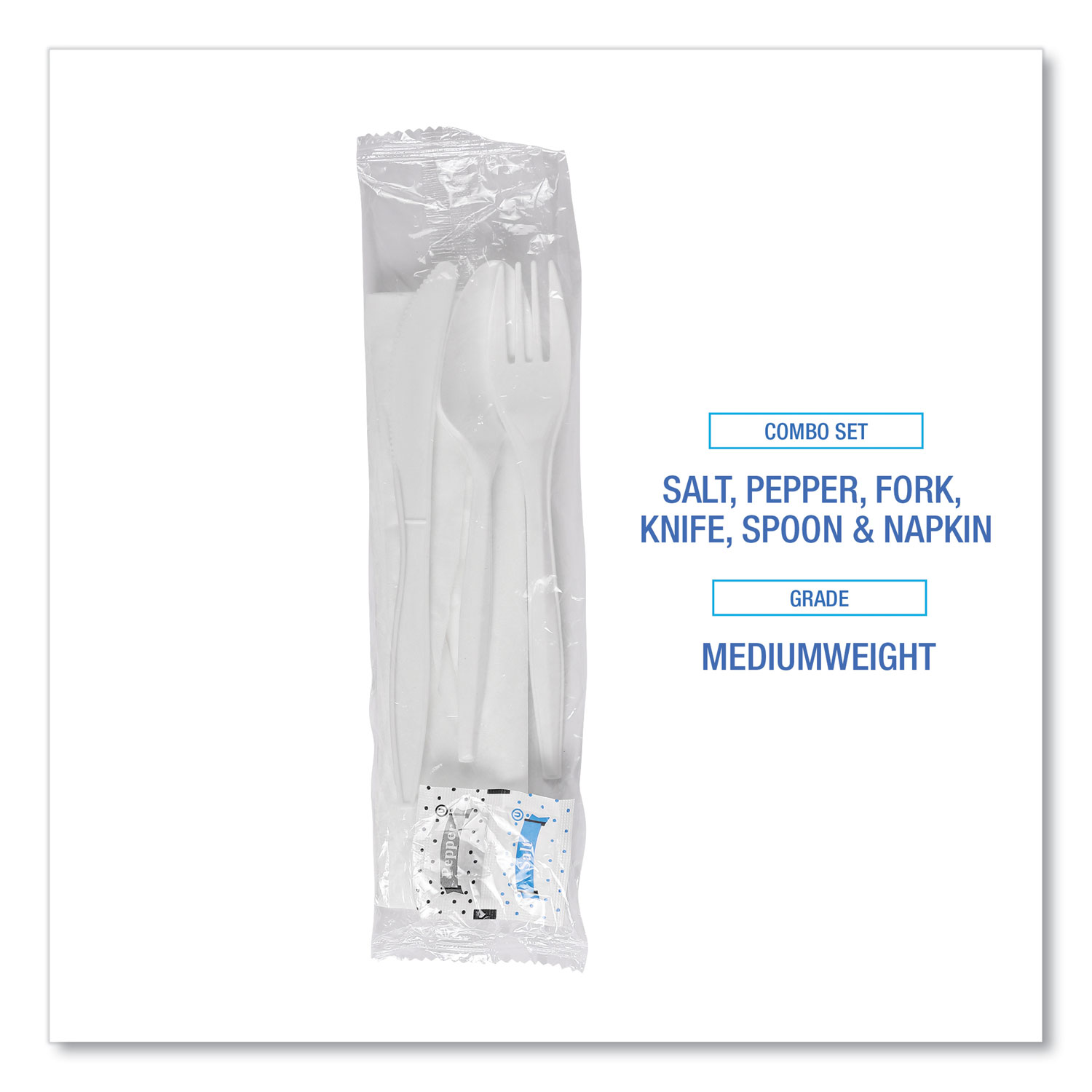 Cutlery Kit, Plastic Fork/ Spoon/ Knife/ Salt/ Polypropylene/ Napkin ...