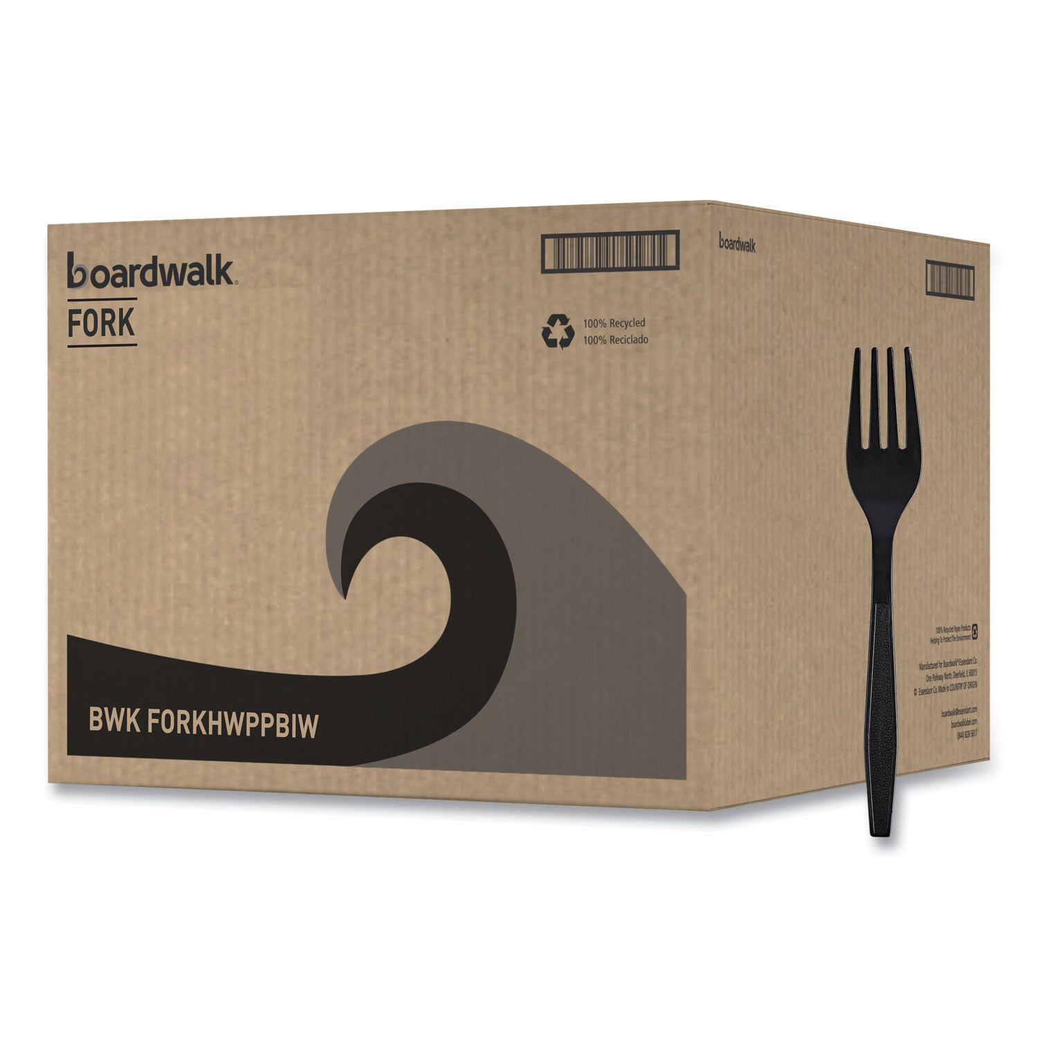 Heavyweight Wrapped Polypropylene Cutlery, Fork, Plastic, Black, 1,000/Carton