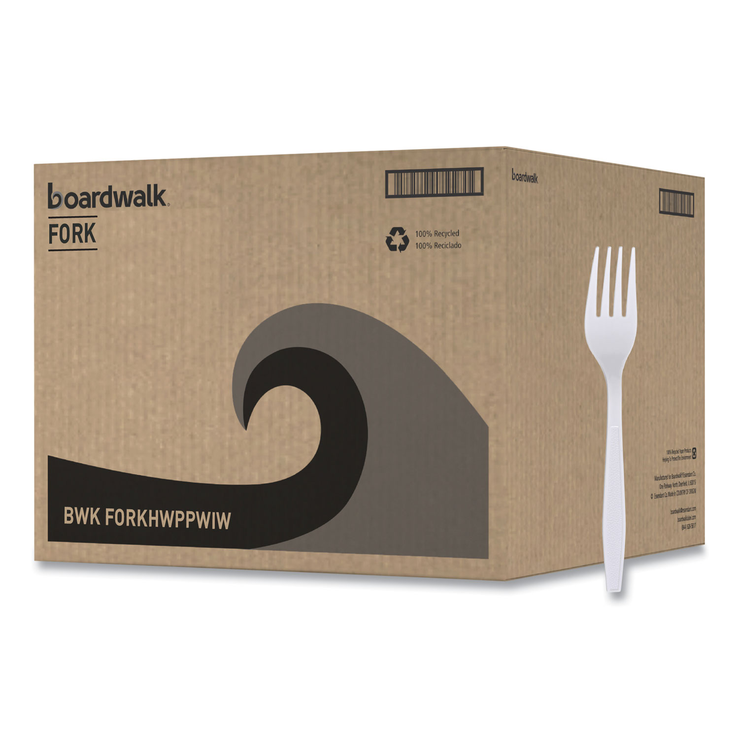 Heavyweight Wrapped Polypropylene Cutlery, Fork, Plastic, White, 1,000/Carton