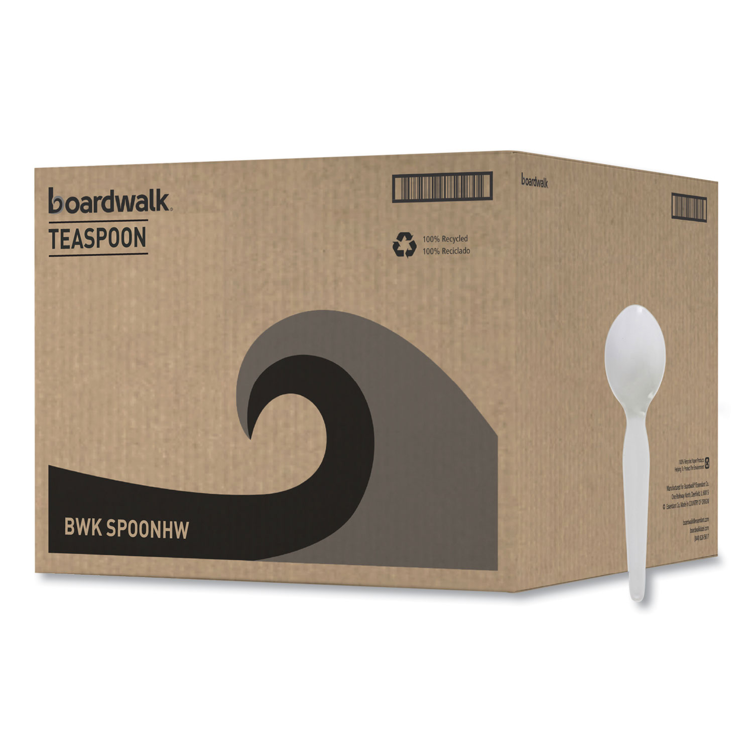 Heavyweight Polystyrene Cutlery, Spoon, Plastic, White, 1,000/Carton