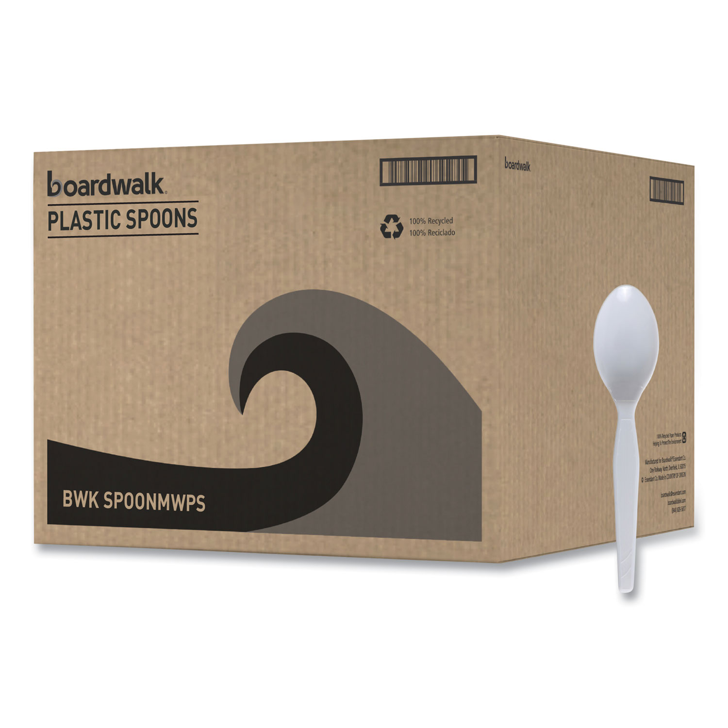 Mediumweight Polystyrene Cutlery, Teaspoon, White, 10 Boxes of 100/Carton