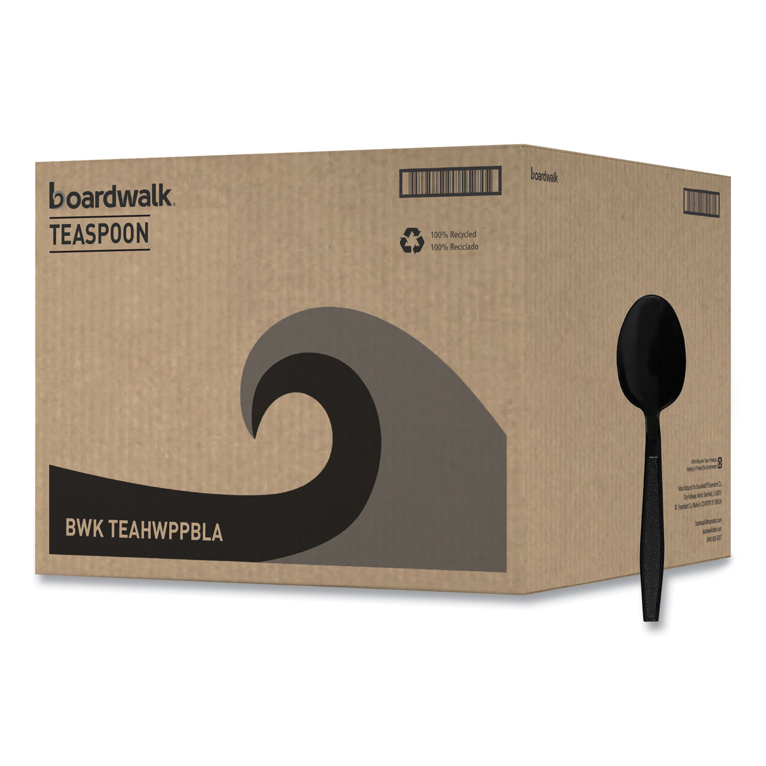 Heavyweight Polypropylene Cutlery, Spoon, Plastic, Black, 1,000/Carton