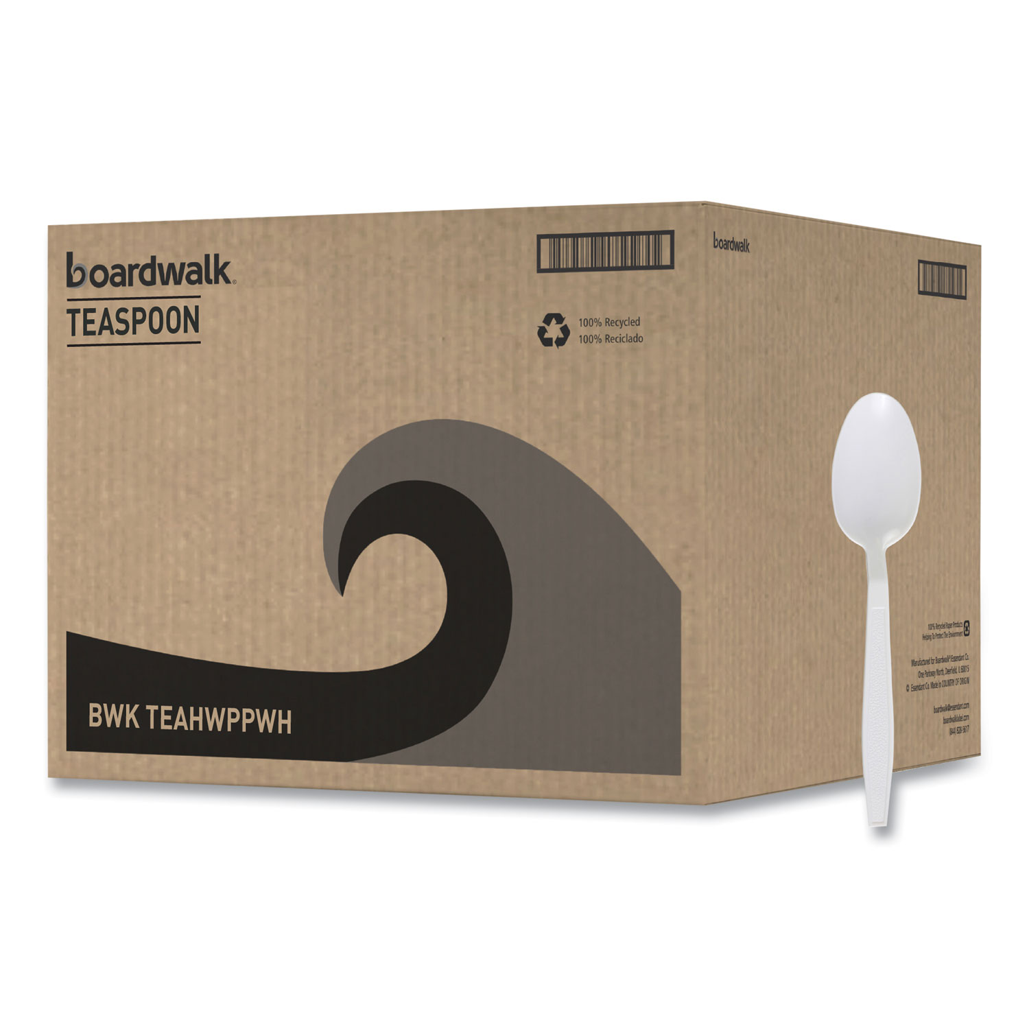 Heavyweight Polypropylene Cutlery, Teaspoon, White, 1000/Carton