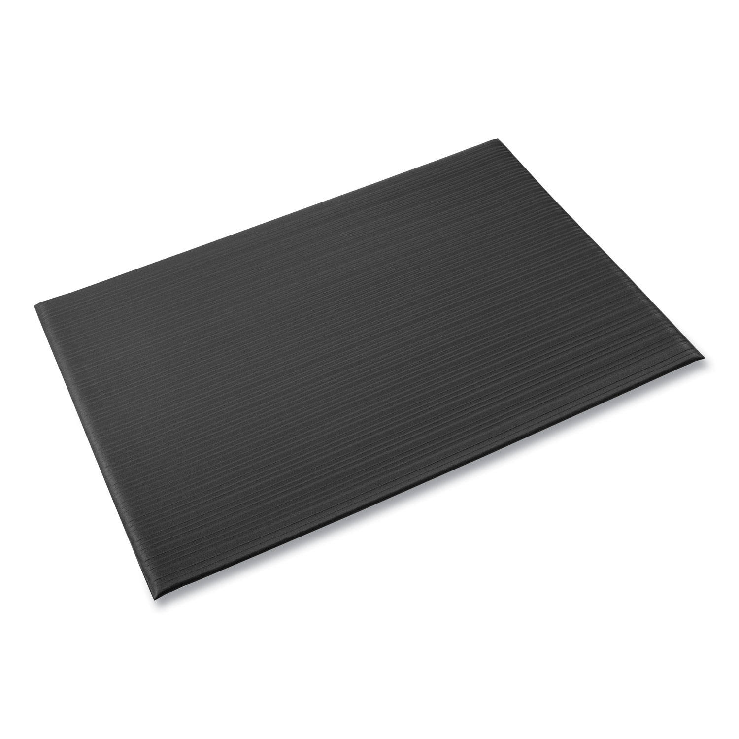 Ribbed Vinyl Anti-Fatigue Mat, Rib Embossed Surface, 36 x 144, Black