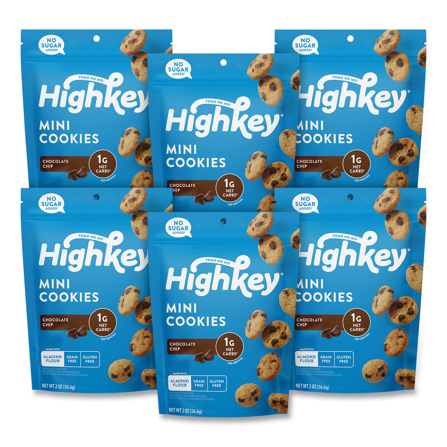 HighKey® Chocolate Chip Cookies, 2 oz, Bag, 6/Carton