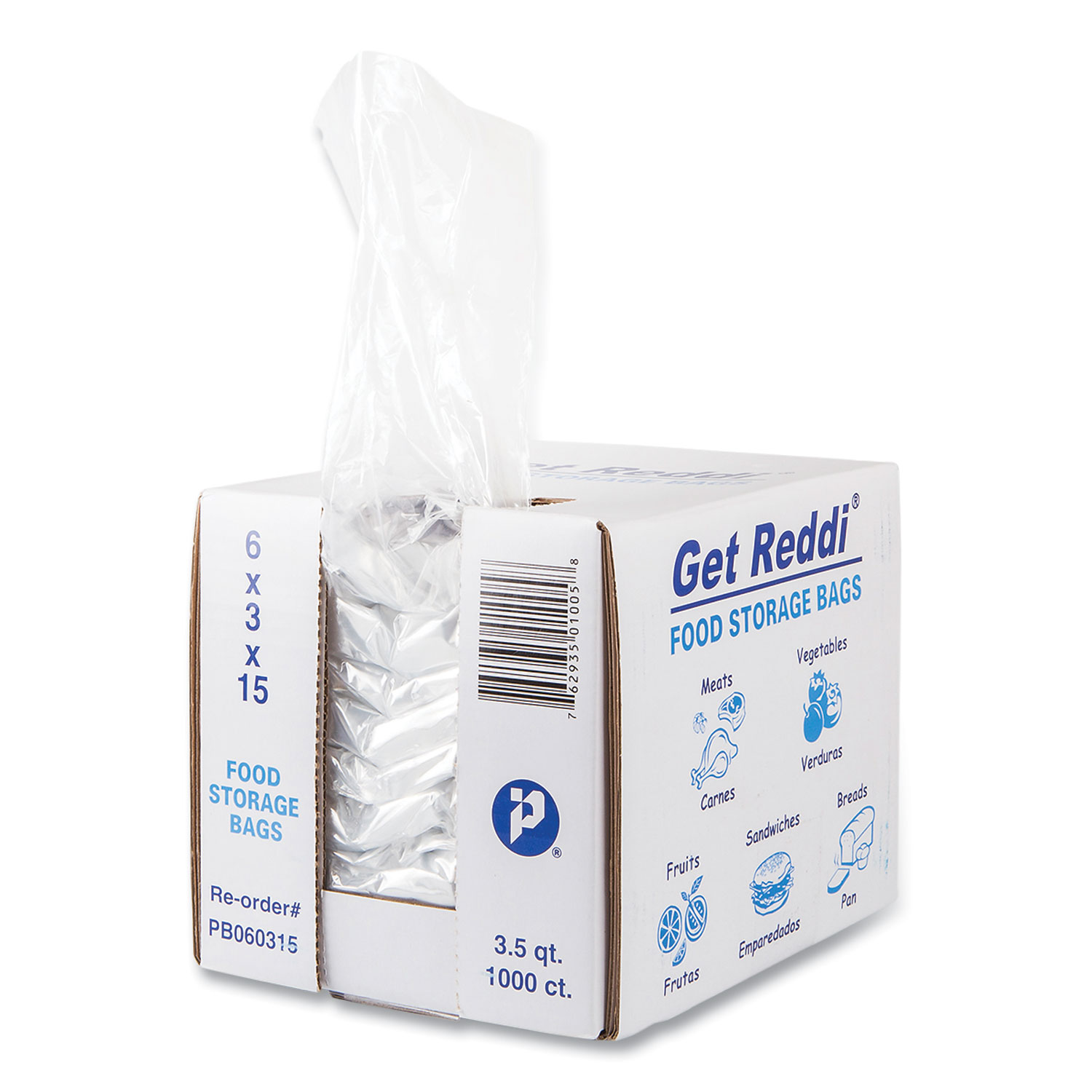 Inteplast Group PB060315 Food Bags, 3.5 qt, 0.68 mil, 6