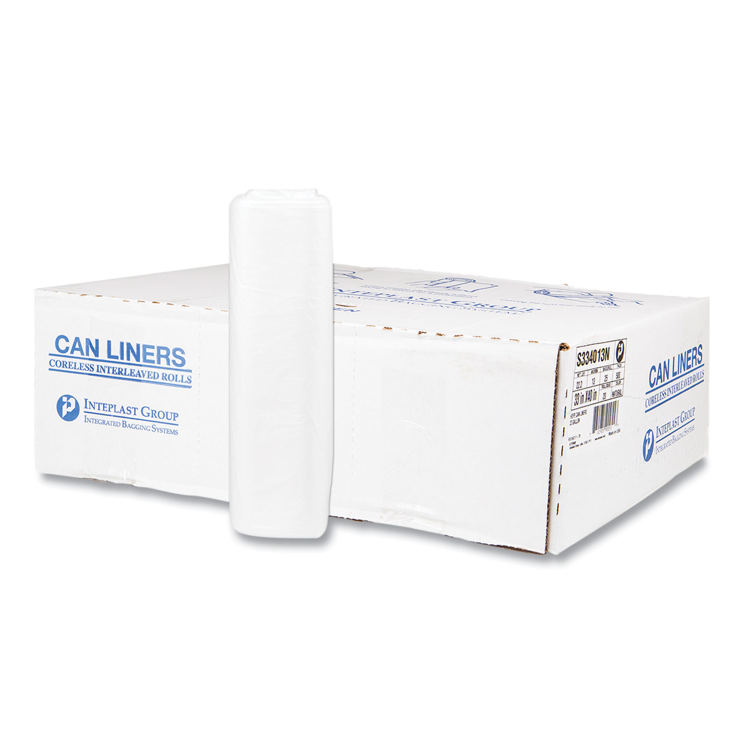 High-Density Commercial Can Liners, 33 gal, 13 mic, 33″ x 40″, Clear, Interleaved Roll, 25 Bags/Roll, 20 Rolls/Carton