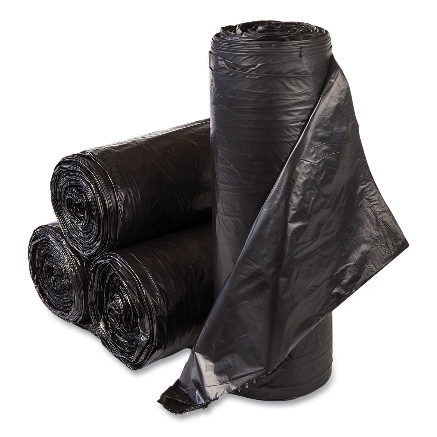 High Density Can Liners, 33 gal, 13 mic, 33 x 39, Natural, 25 Bags/Roll,  10 Rolls/Carton