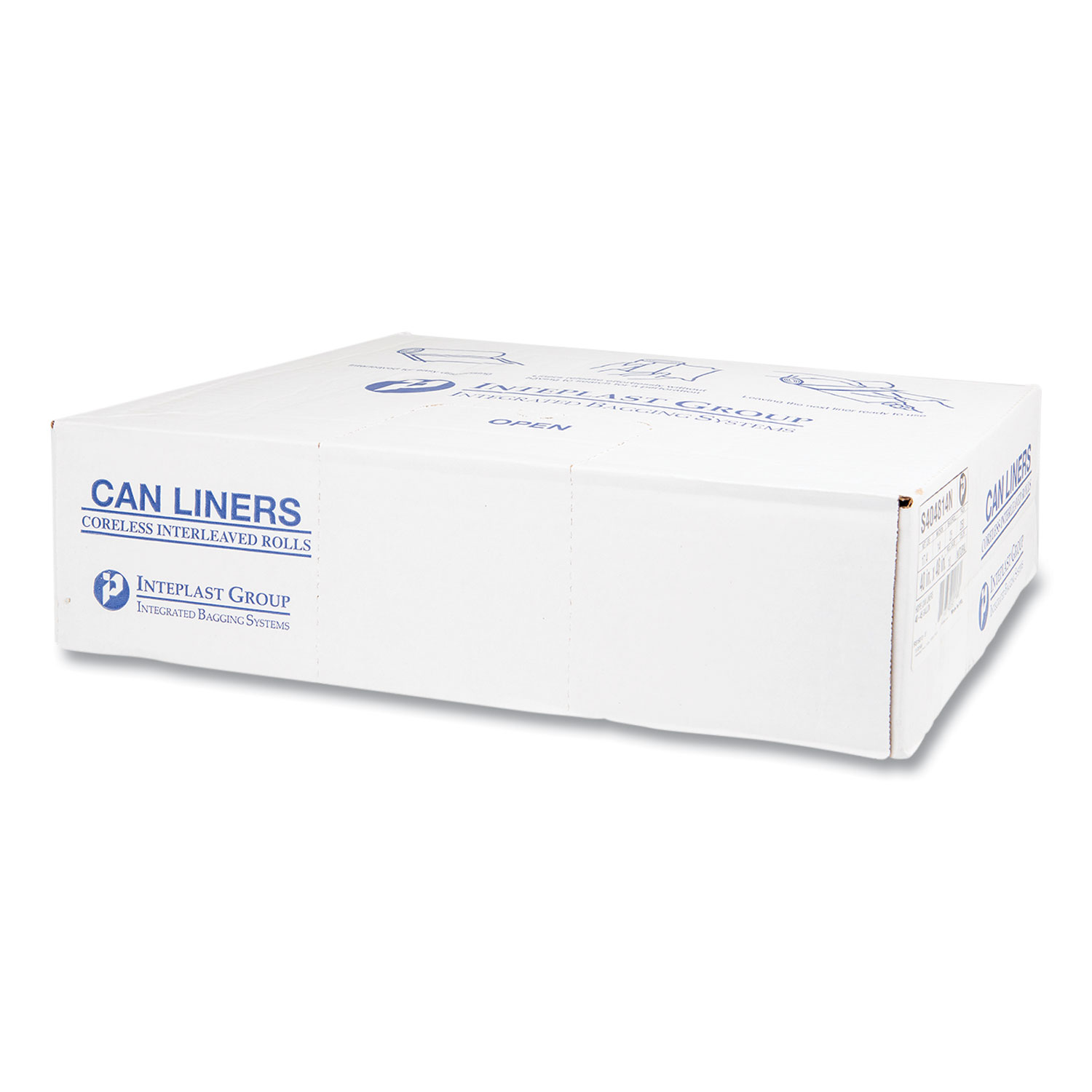 Inteplast Group High-Density Can Liner, 38 x 60, 60gal, 14mic, Clear, 25/Roll, 8 Rolls/Carton