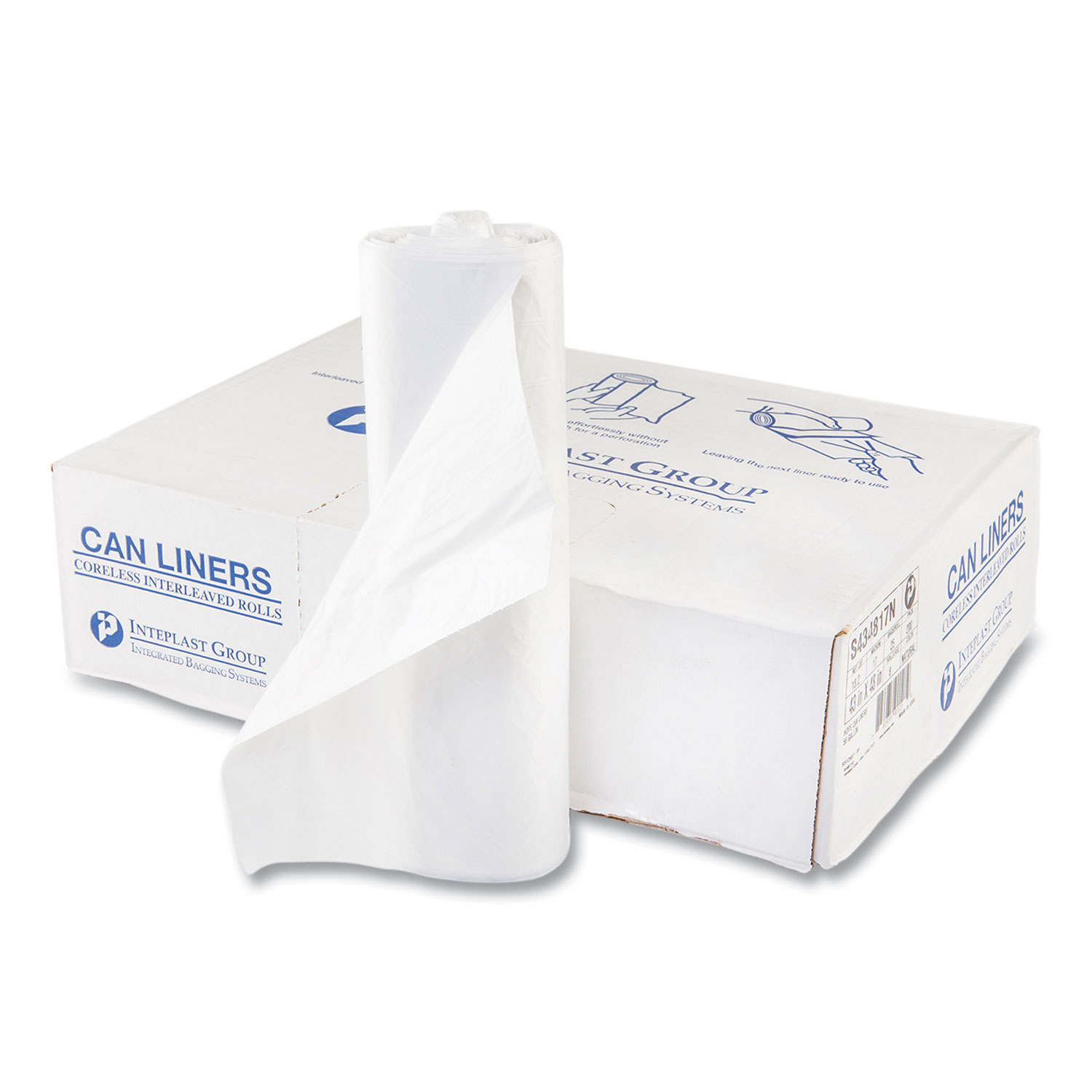 High-Density Garbage Can Liner, 43 x 48, 12 Mic, Natural by Inteplast Group - IBSS434812N