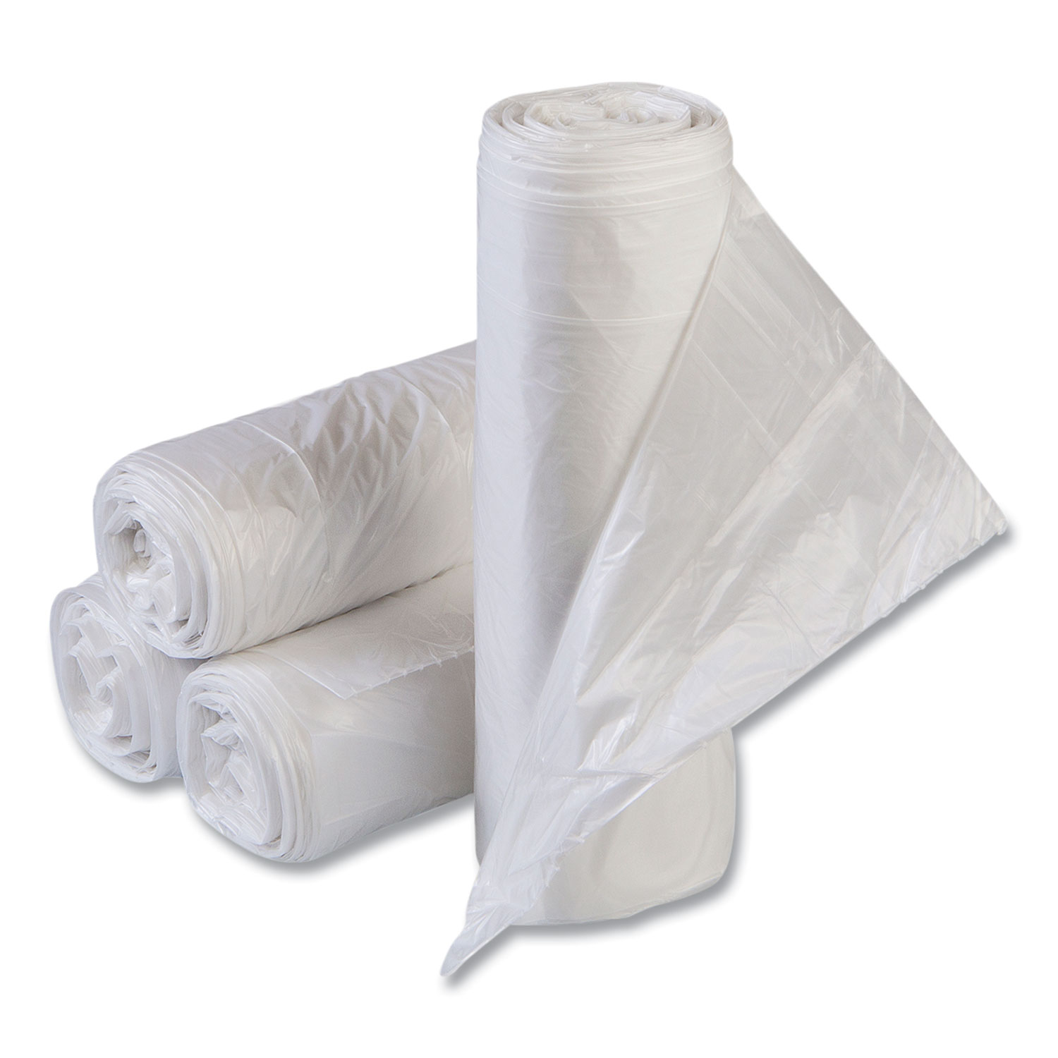 High-Density Commercial Can Liner Value Pack, 16 gal, 7 mic, 24" x 31", Clear, Interleaved Roll, 50 Bags/Roll, 20 Rolls/CT