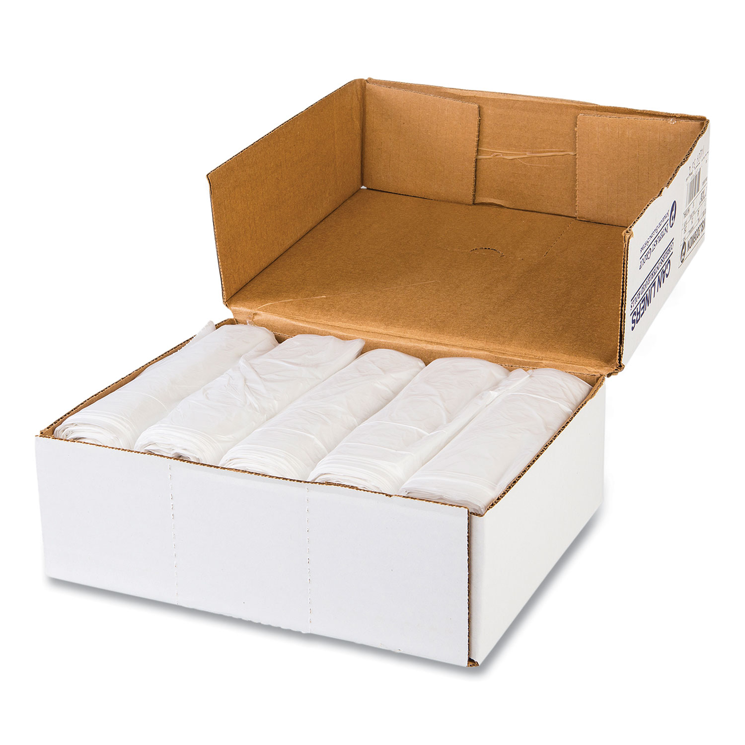 High Density Can Liners, 33 gal, 13 mic, 33 x 39, Natural, 25 Bags/Roll,  10 Rolls/Carton