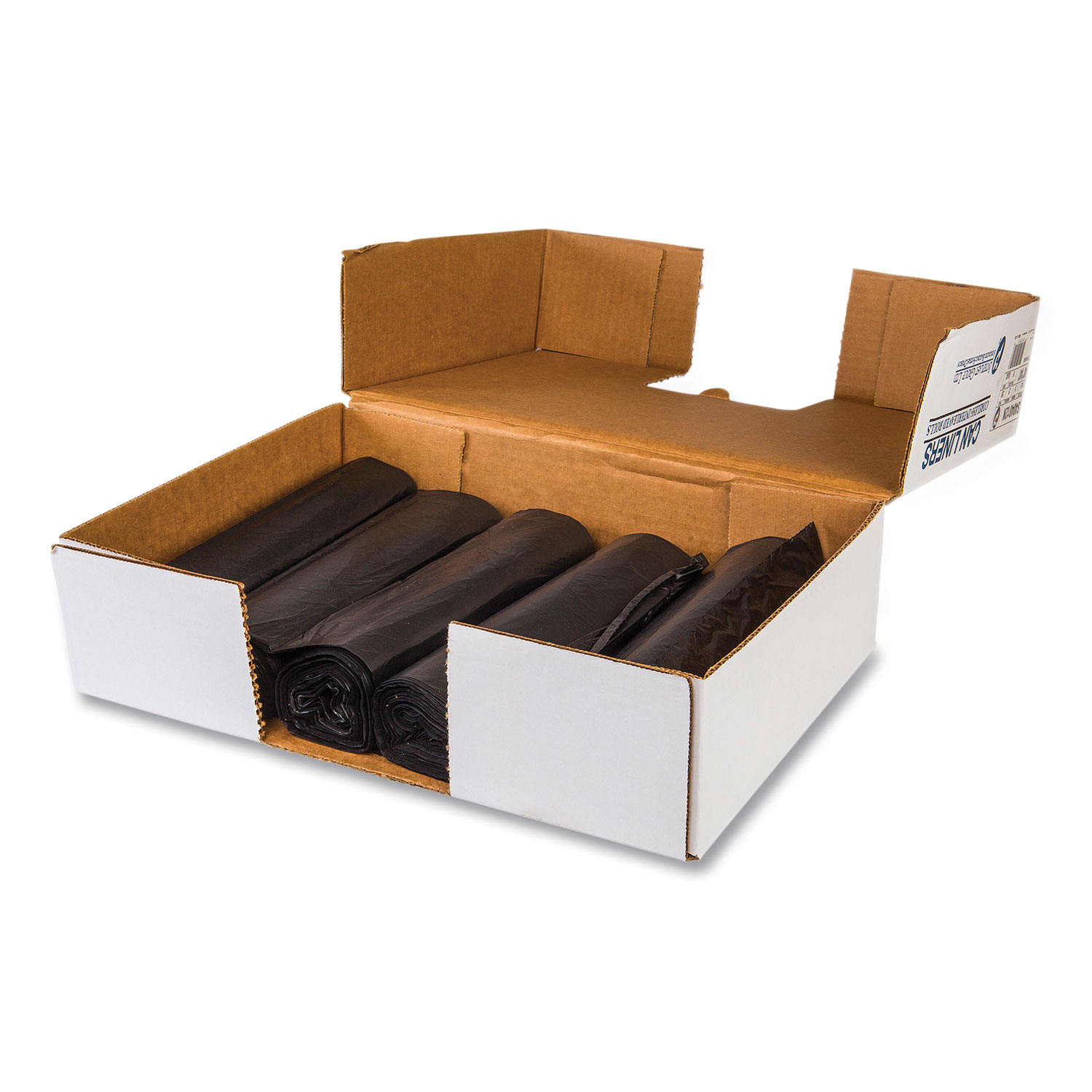 High-Density Commercial Can Liners Value Pack, 60 gal, 19 microns, 43 inch x 46 inch, Black, 150/Carton, Size: One Size