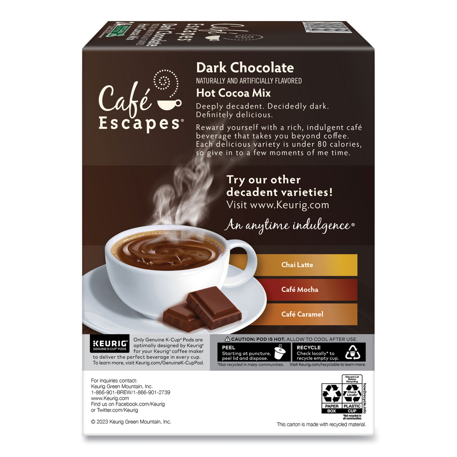 Dark Chocolate Hot Cocoa K Cups 24 Box 4 Box Carton