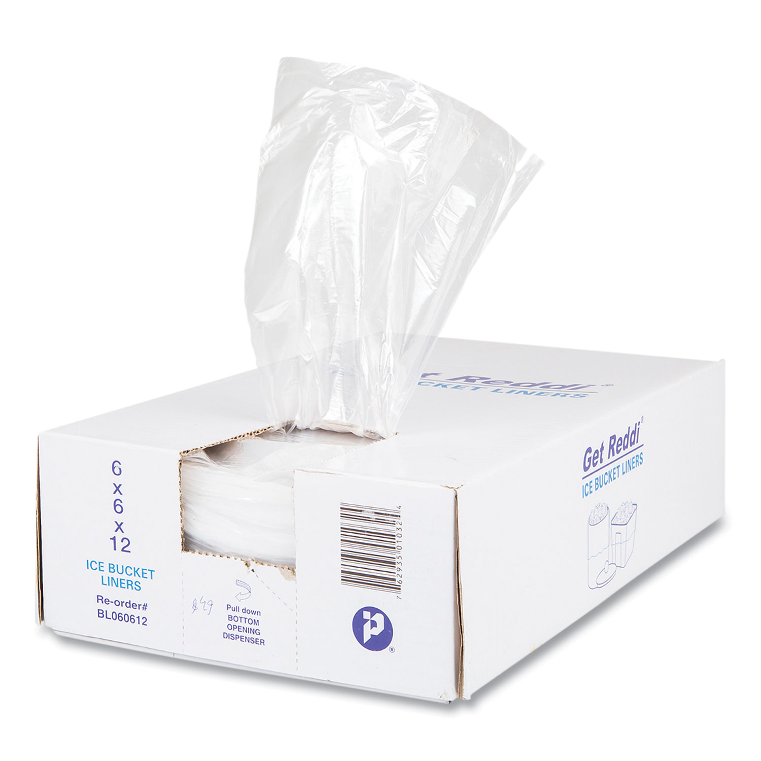 Ice Bucket Liner Bags, 96 oz, 6″ x 6″ x 12″, Clear, 1,000/Carton