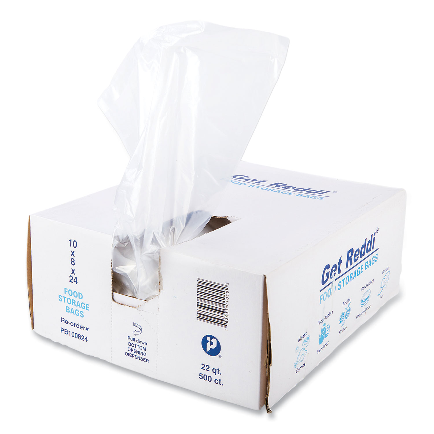 Food Bags, 5.5 gal, 10″ x 8″ x 24″, Clear, 500/Carton