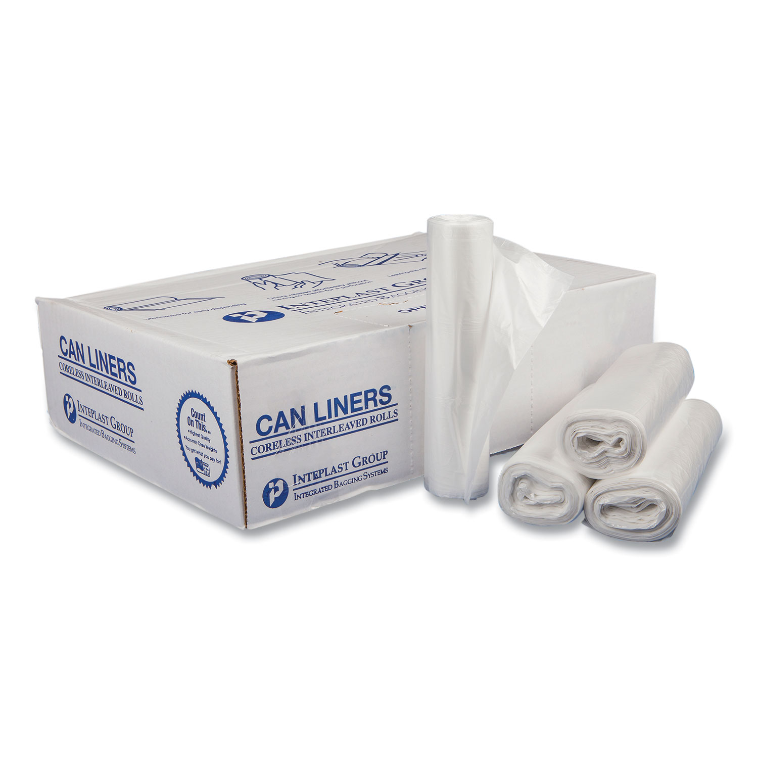 Inteplast Group High-Density Can Liners, Clear, 10 Gallon - 1000 count