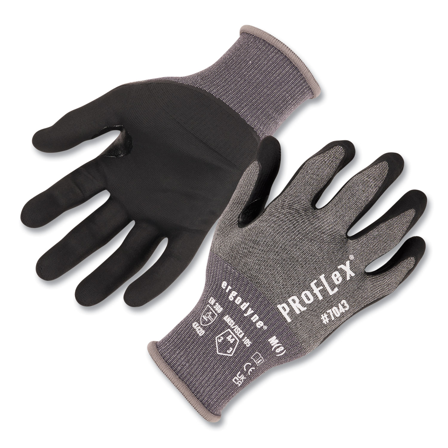 ProFlex 7043 ANSI A4 Nitrile Coated CR Gloves, Gray, Small, 12 Pairs