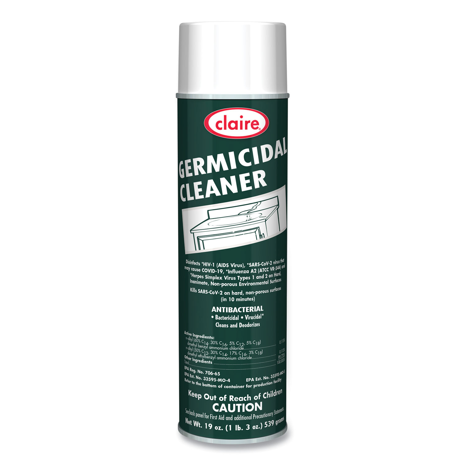 Germicidal Cleaner, Floral Scent, 19 oz Aerosol Spray