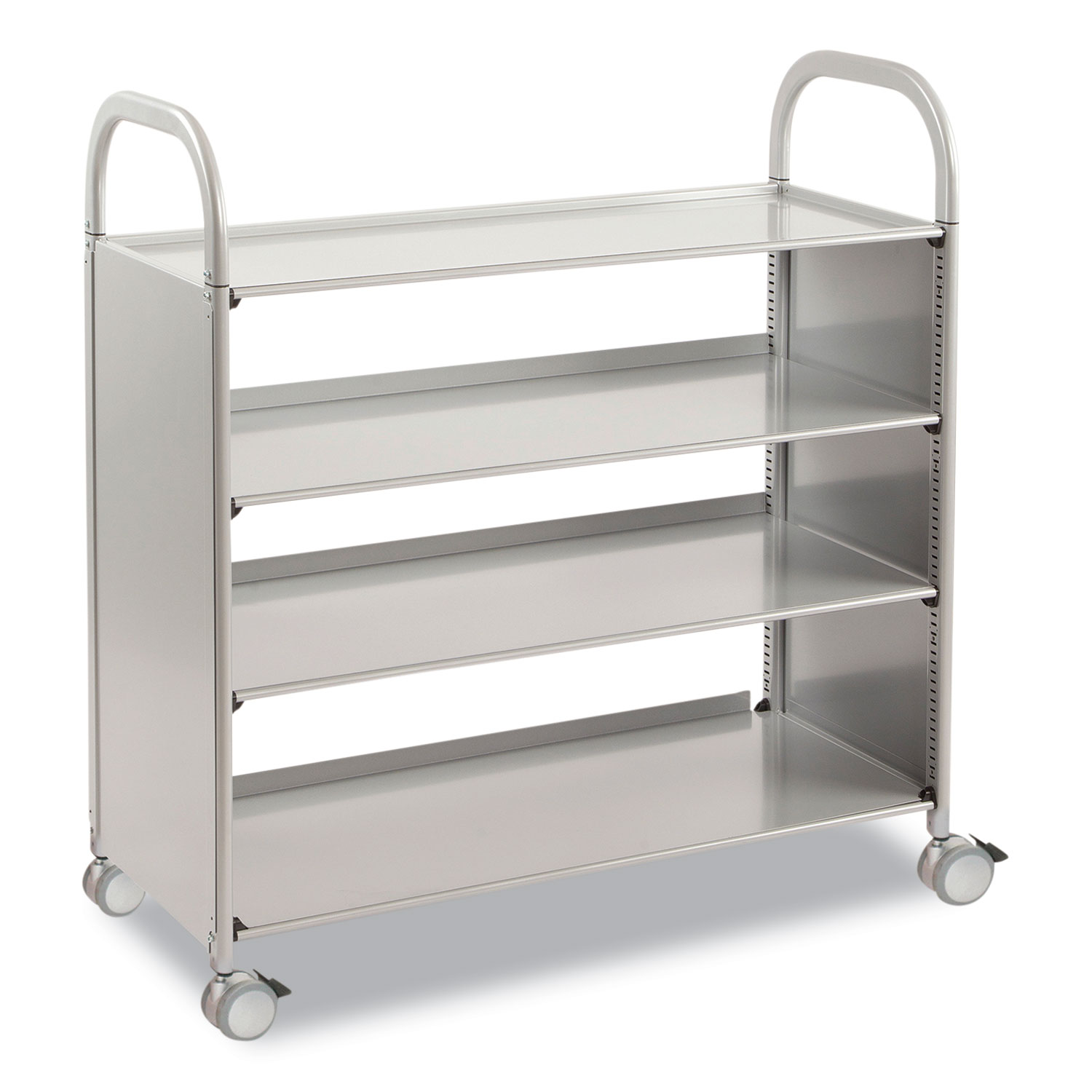 Callero Plus Flat Shelf Trolley, Metal, 4 Shelves, 40.6″ x 17.3″ x 41.5″, Silver