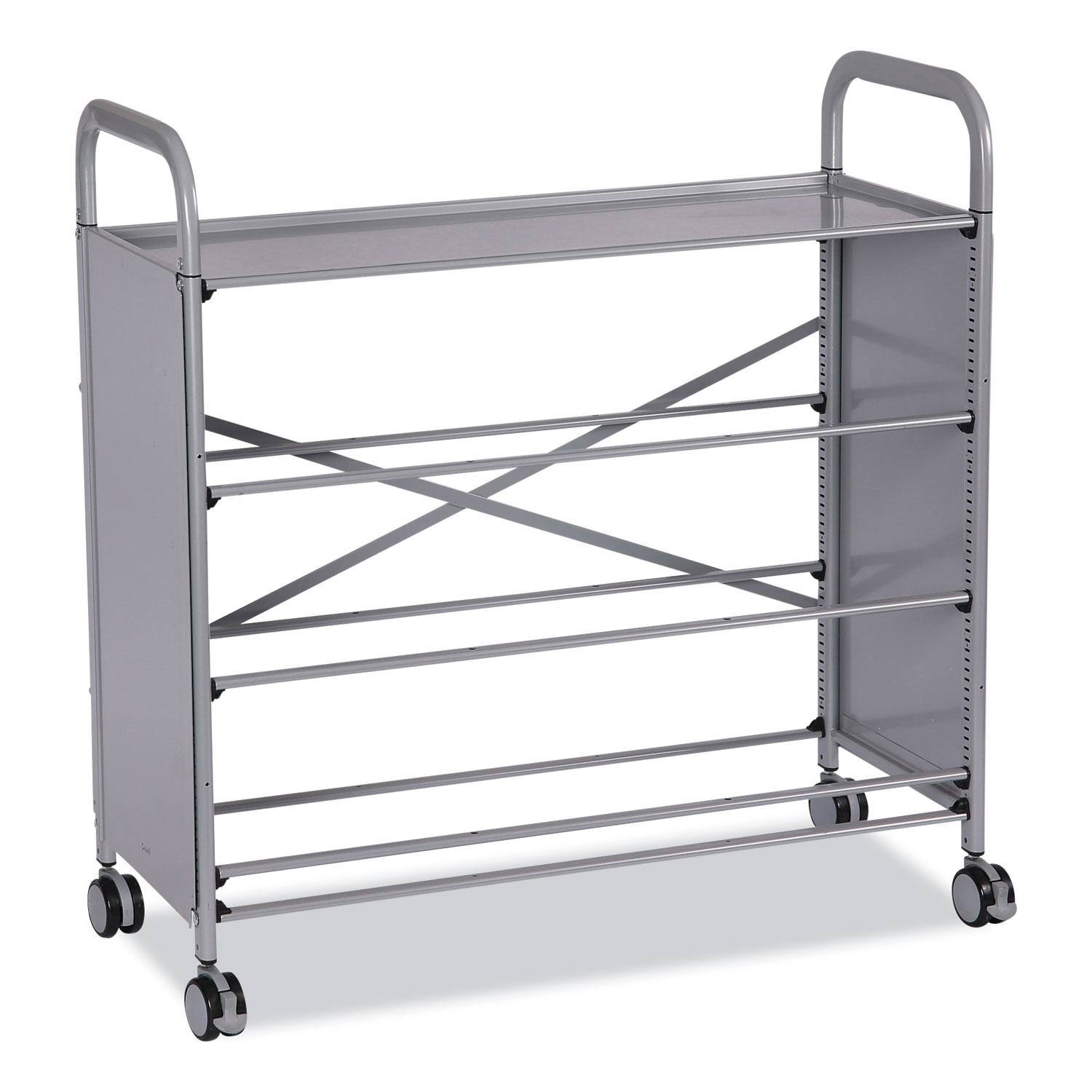 Callero Tilted Tray Trolley Set 01, Metal, 1 Shelf, 9 F2 Deep Bins, 40.6″ x 17.3″ x 41.5″, Silver/Grass Green