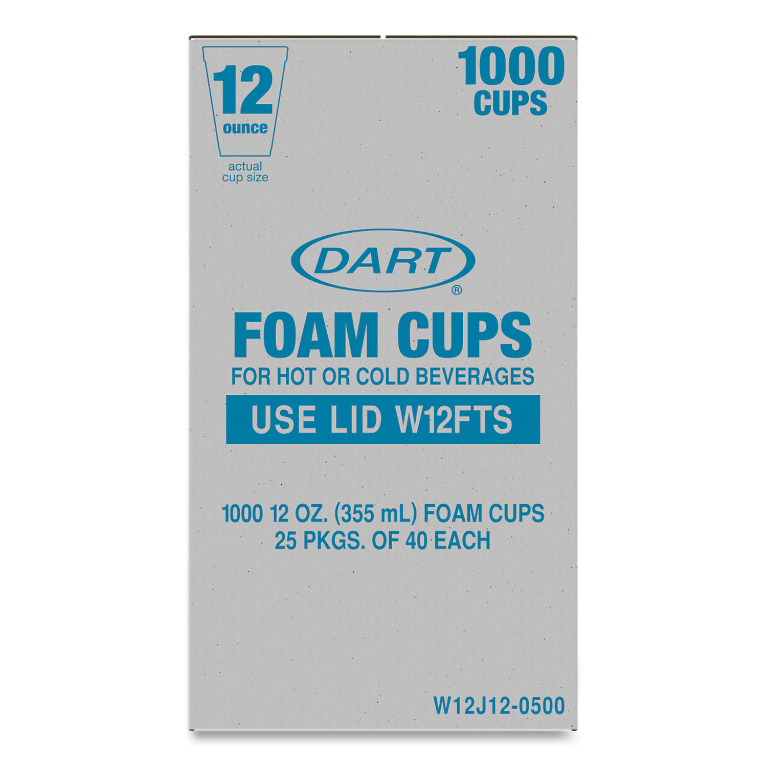 Dart 12 oz Squat Insulated Foam Cups - 40 / Pack - Round - 25