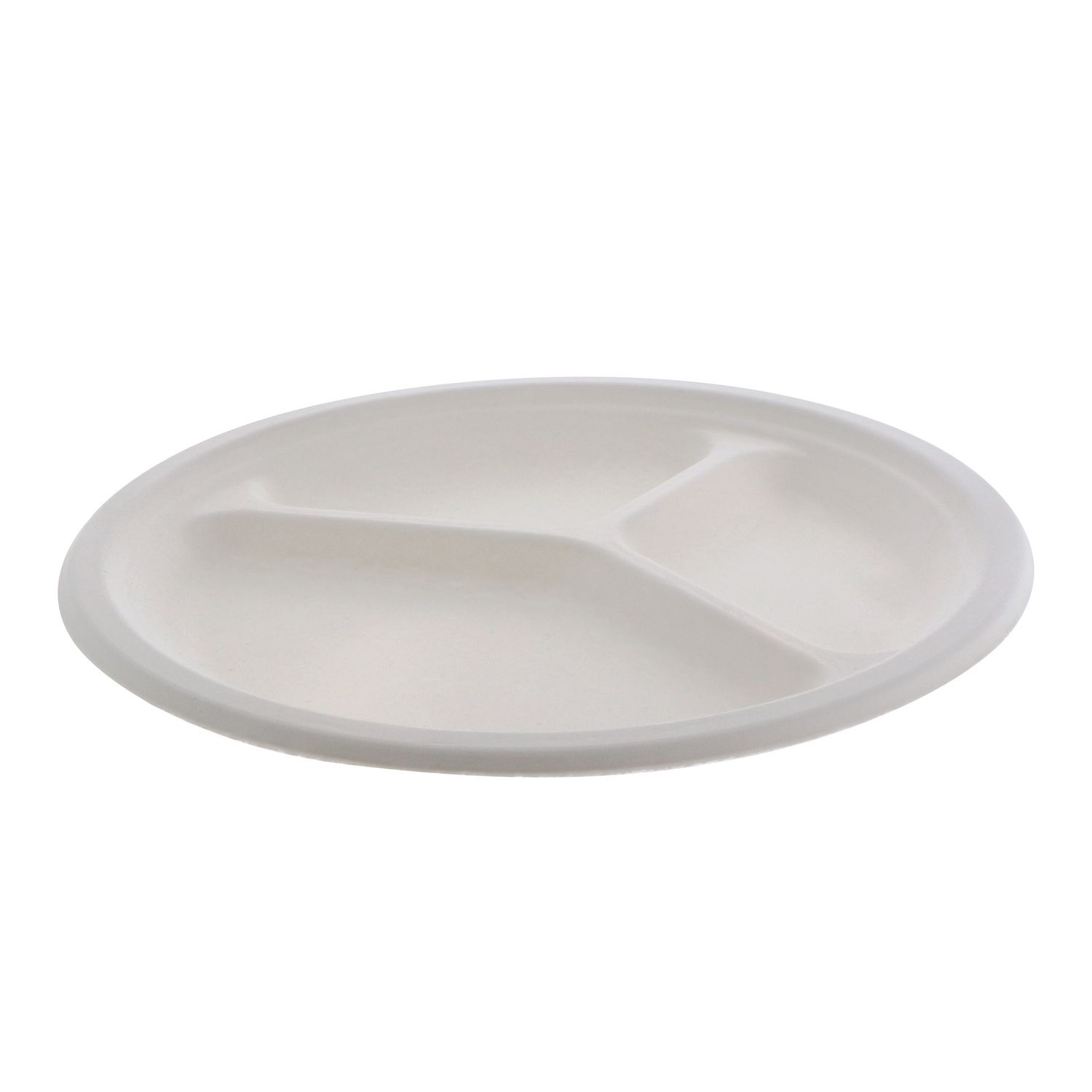 EarthChoice PFAS Free Compostable Dinnerware, 3-Compartment Plate, 10.25″ dia, Natural, 500/Carton