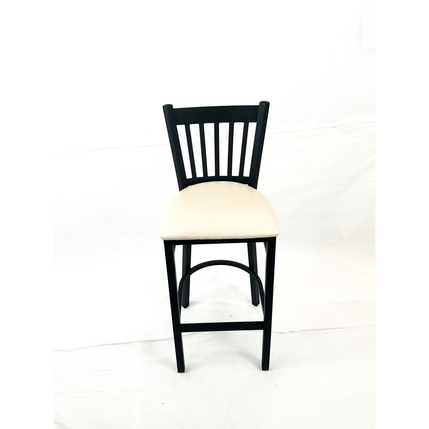 Cobra Series Barstool, Supports Up to 300 lbs, 28.5" Seat Height, Cream Seat, Black Back, Black Base