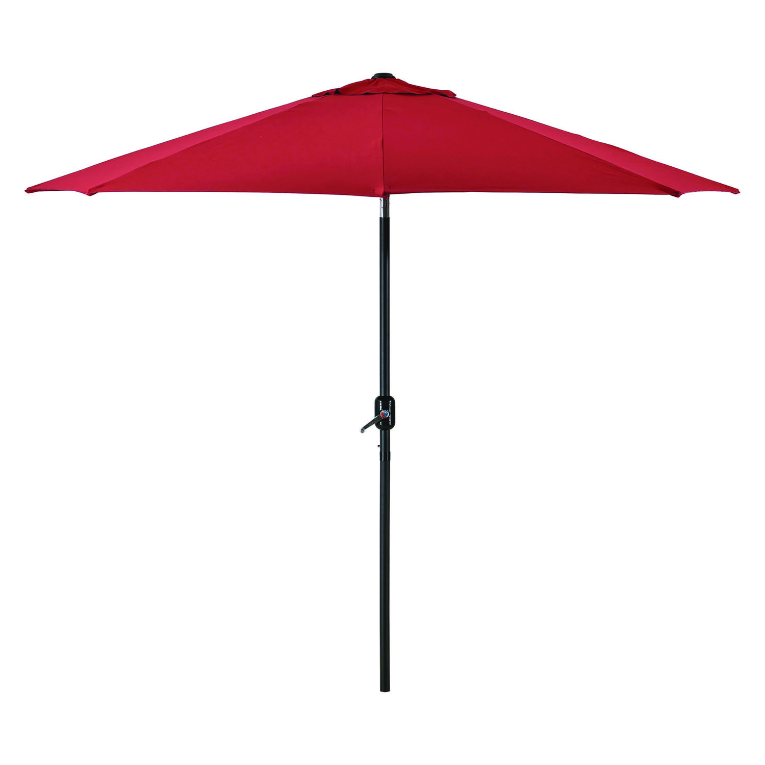 Outdoor Umbrella with Tilt Mechanism, 102″ Span, 94″ Long, Red Canopy, Black Handle