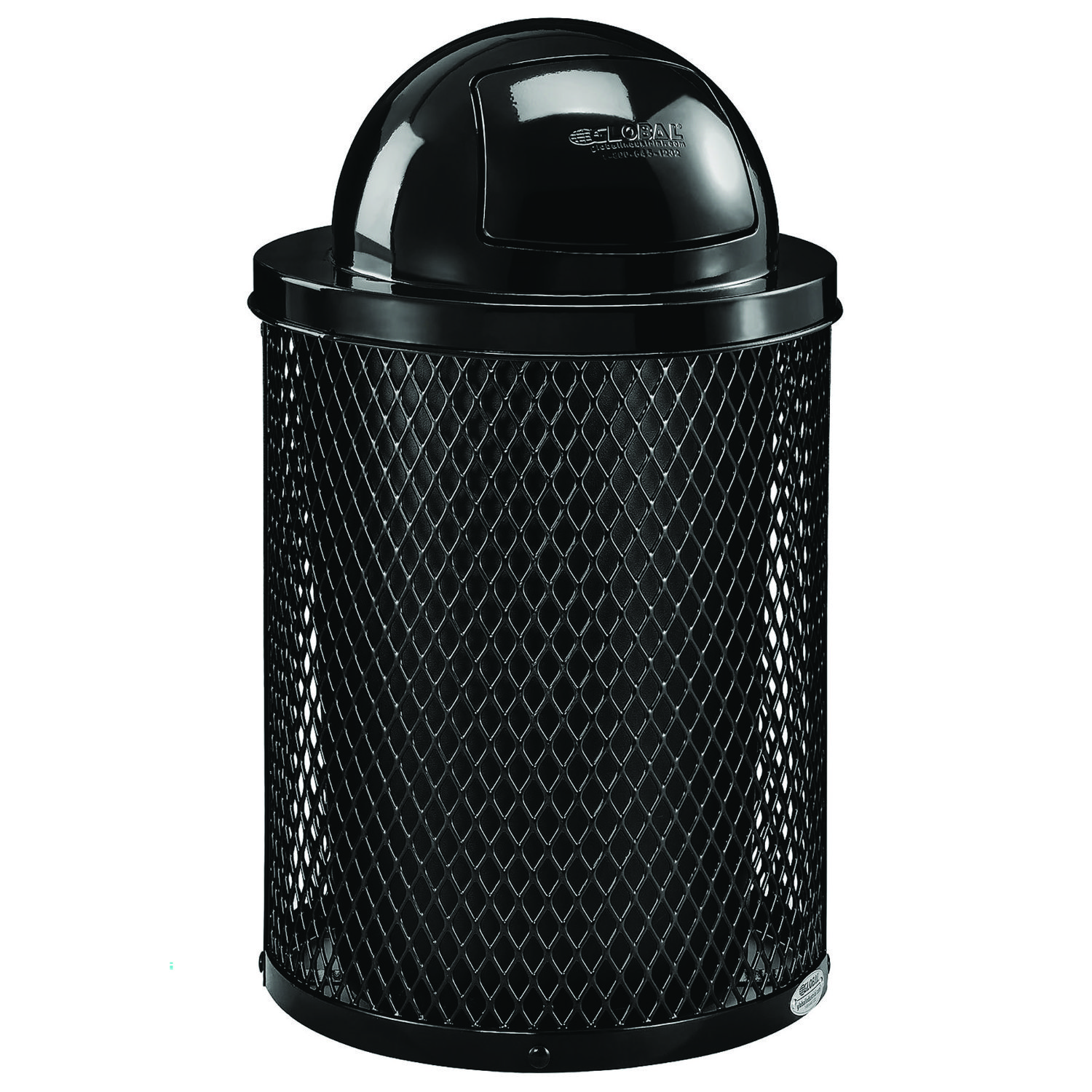 Outdoor Diamond Industrial Steel Trash Can, 36 gal, Black