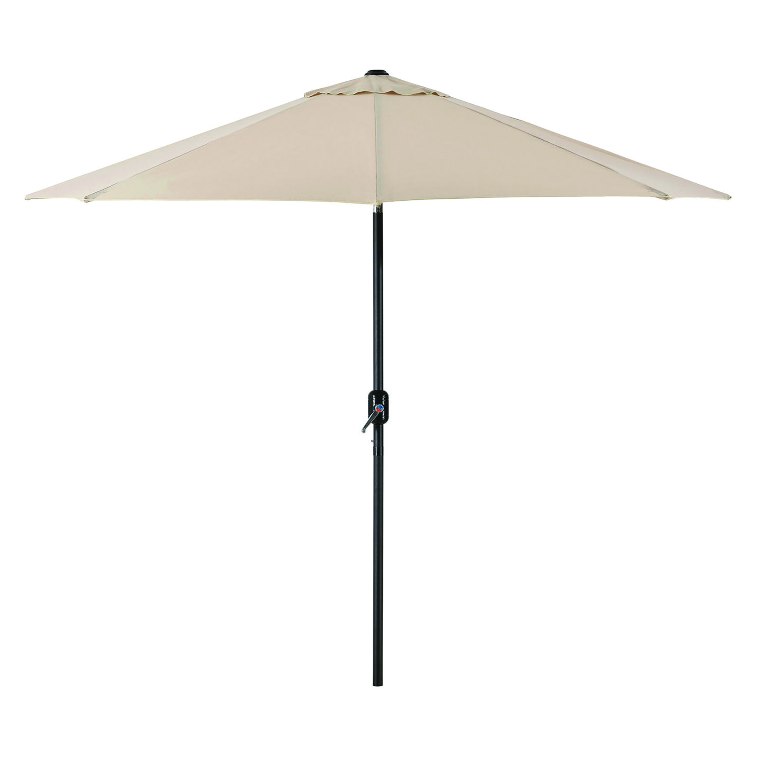 Outdoor Umbrella with Tilt Mechanism, 102″ Span, 94″ Long, Tan Canopy, Black Handle