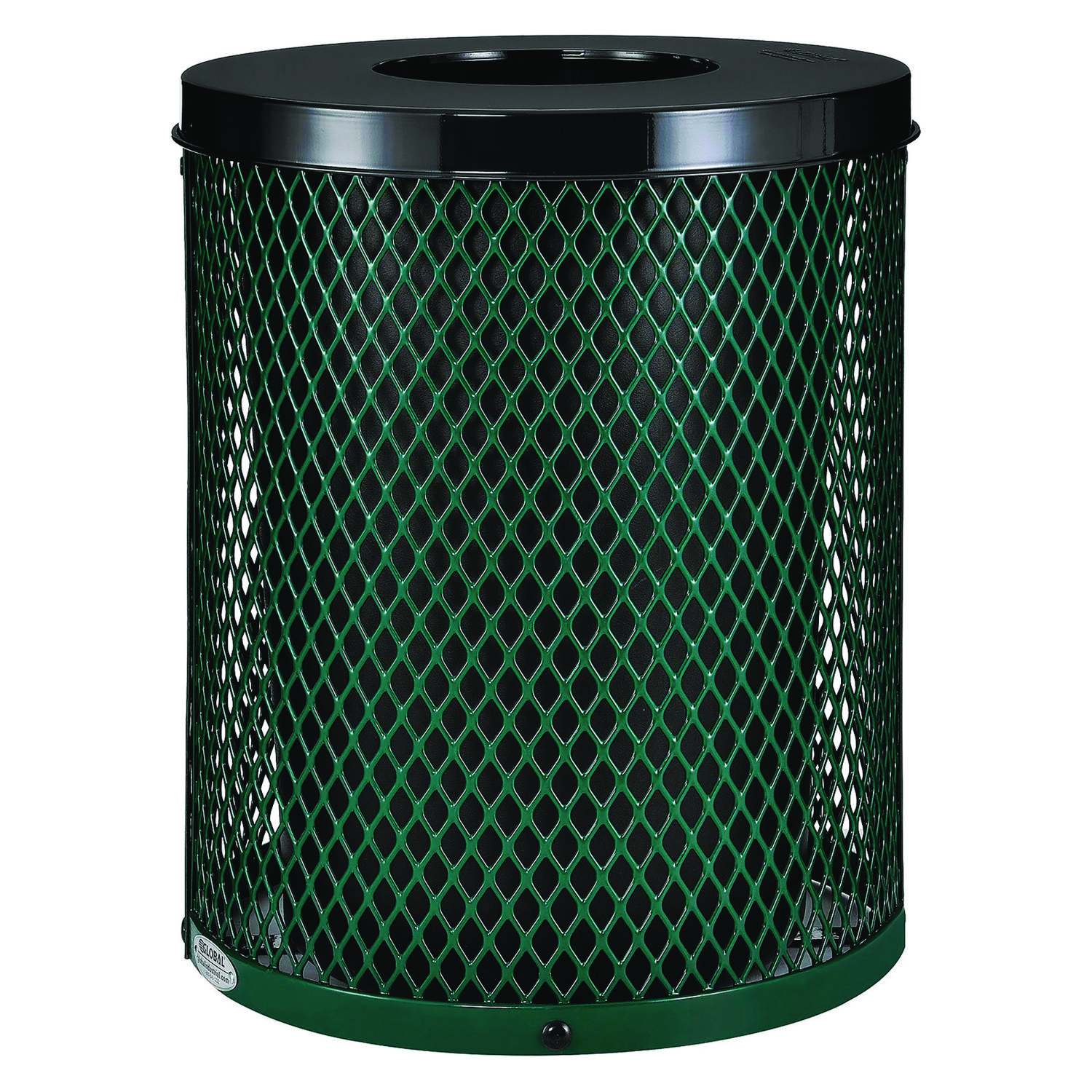 Outdoor Diamond Steel Trash Can, 36 gal, Green