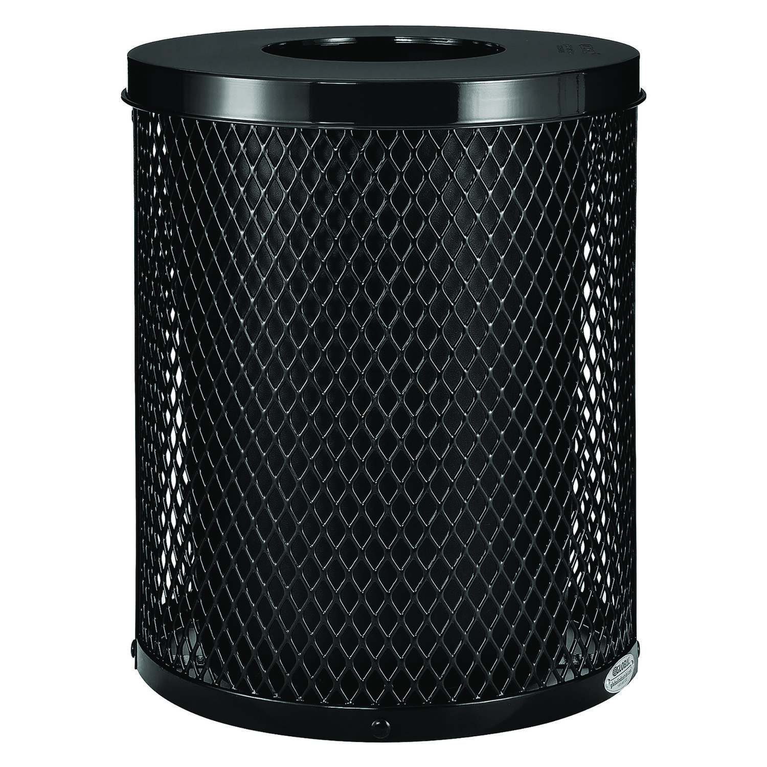 Outdoor Diamond Steel Trash Can, 36 gal, Black