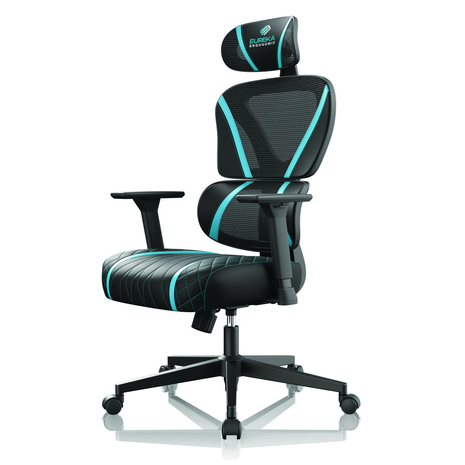 Norn Ergonomic Chair, Supports Up to 275 lb, 18.11" to 22.04" Seat Height, Black/Blue Mesh Seat/Back, Black Base