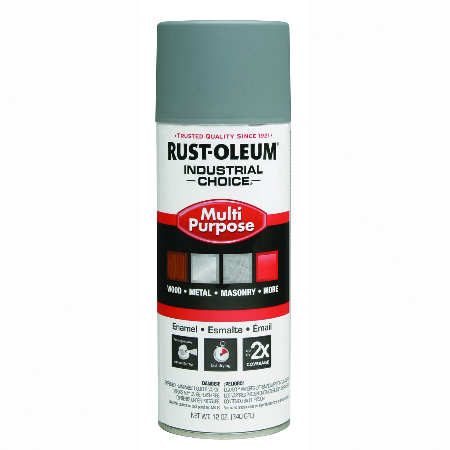 Industrial Choice 1600 System Multi-Purpose Enamel Spray Paint, Flat Gray, 12 oz Aerosol Can, 6/Carton