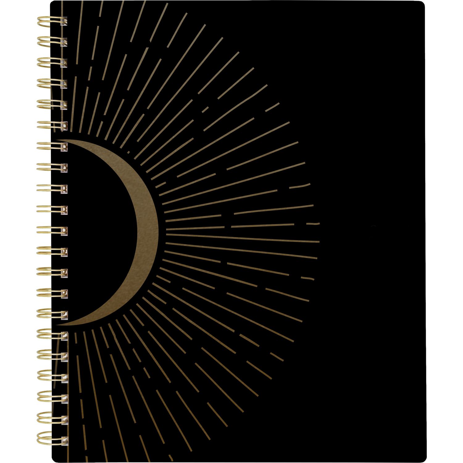 Radiate Weekly/Monthly Planner, Stylized Solar-Eclipse Artwork, 11 x 9.25, Black/Gold Cover, 12-Month (Jan to Dec): 2025