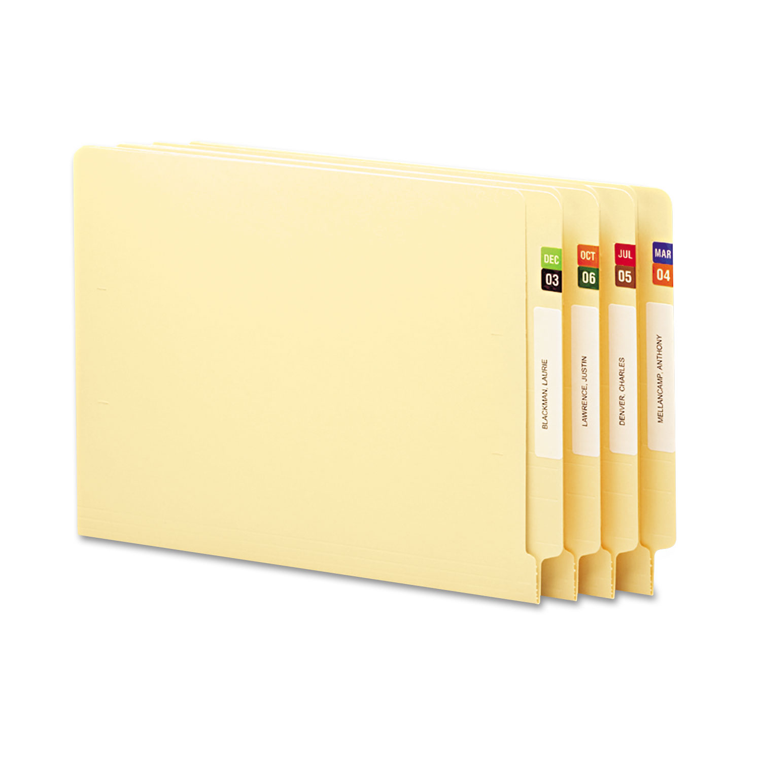 Monthly End Tab File Folder Labels, Assorted Colors, 250 per Month, 3000/Box