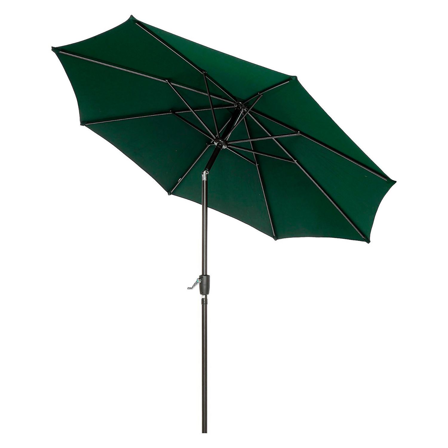 Outdoor Umbrella with Tilt Mechanism, 102″ Span, 94″ Long, Green Canopy, Black Handle