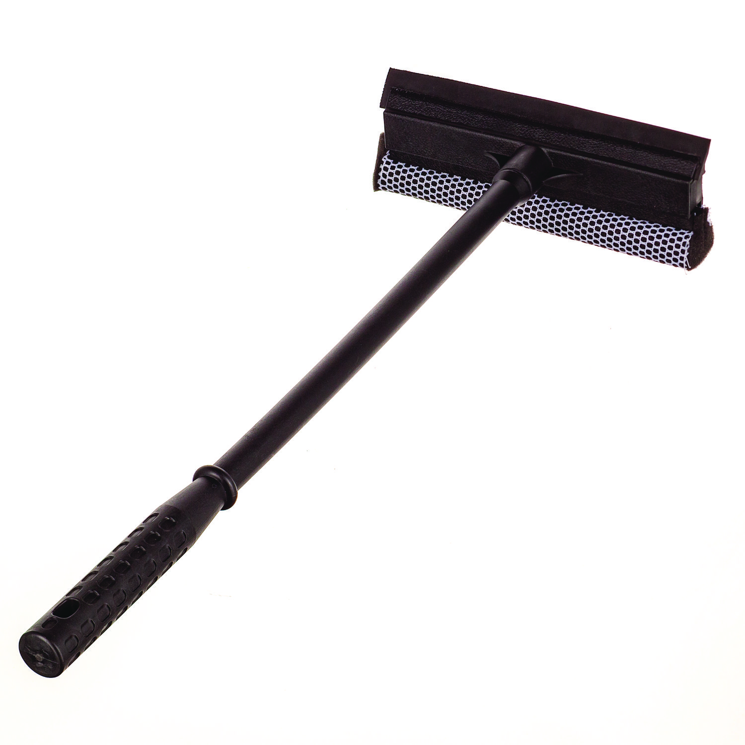 Auto Squeegee, 8″ Rubber Blade, 8″ Mesh Scrubber, 21″ Plastic Handle with Grip, Black