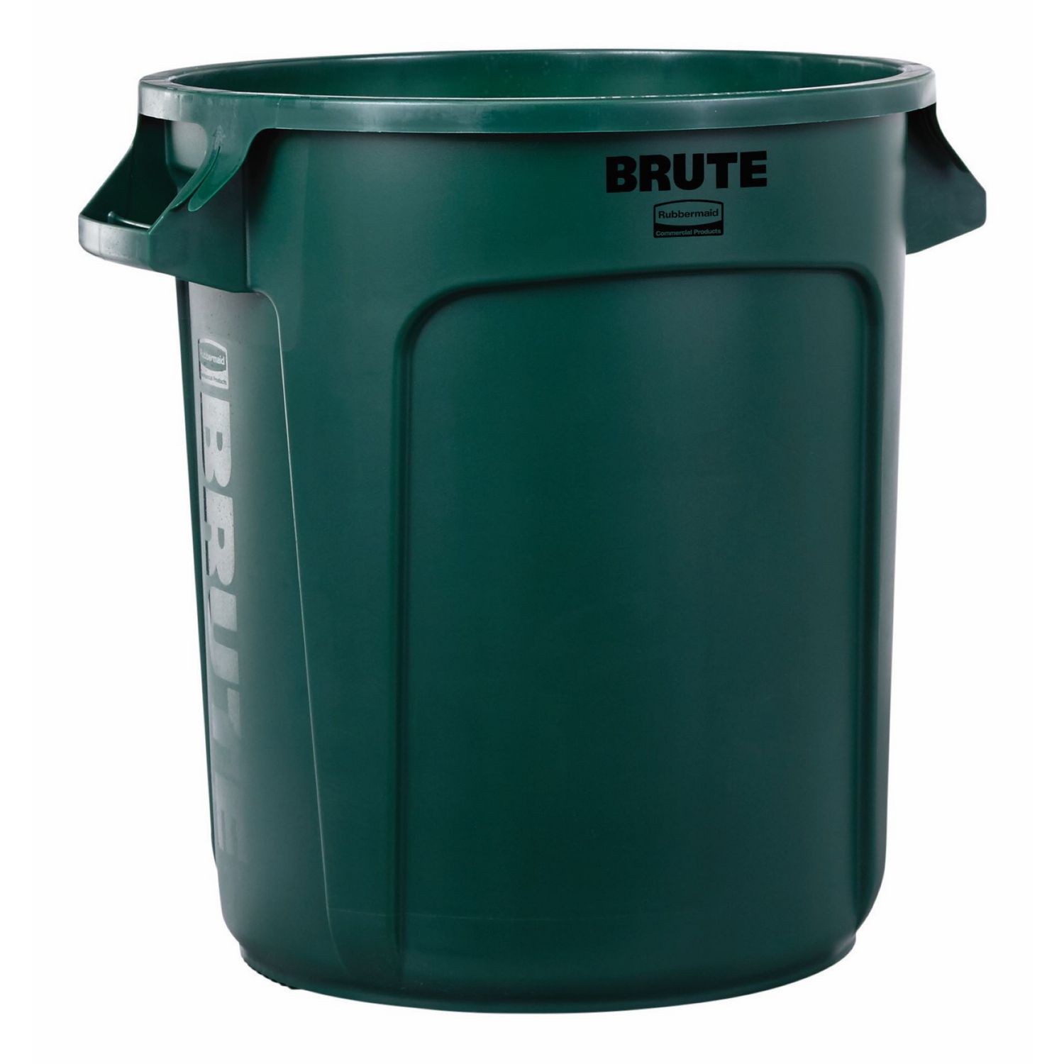 Vented Round Brute Container, 10 gal, Plastic, Dark Green
