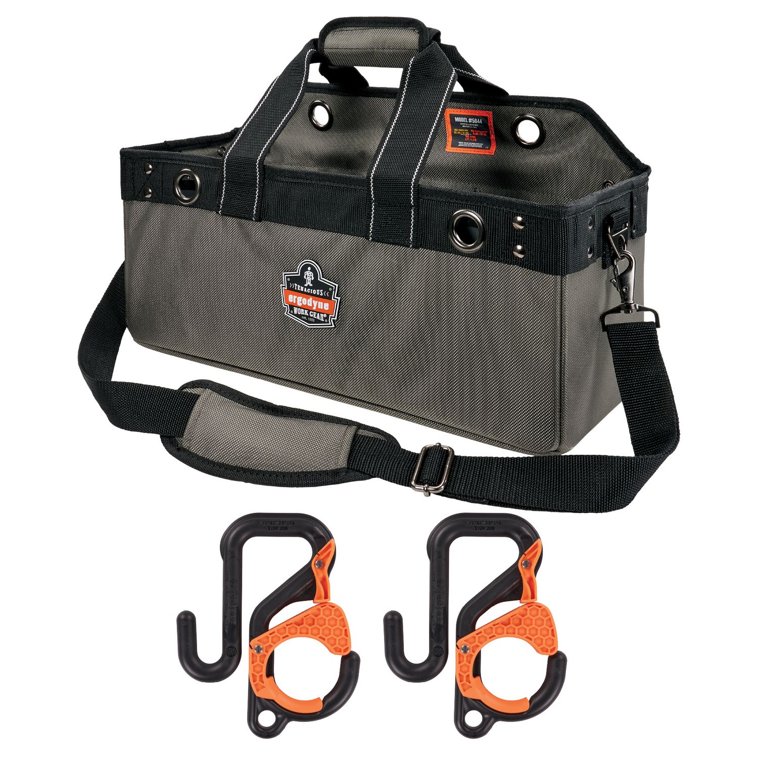 Arsenal 5846 Bucket Truck Tool Bag, Locking Aerial Bucket Hooks, 11 Compartments/5 Grommets, 18×7.5×7.5, Gray