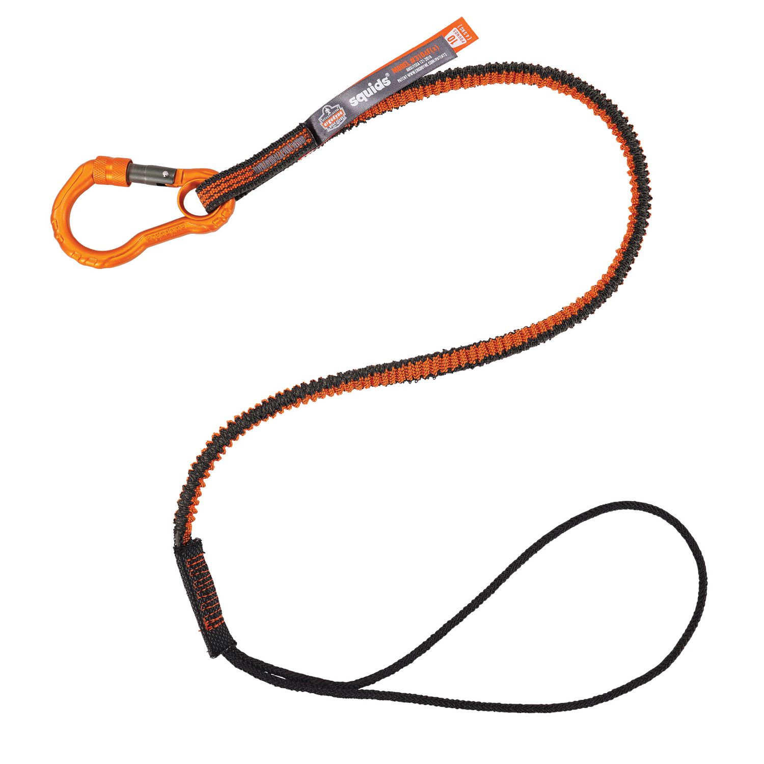 Squids 3104F(x) Tool Lanyard with Carabiner/Choke Loop, 10 lb Max Working Capacity, 38″ to 48″ Long, Gray/Orange