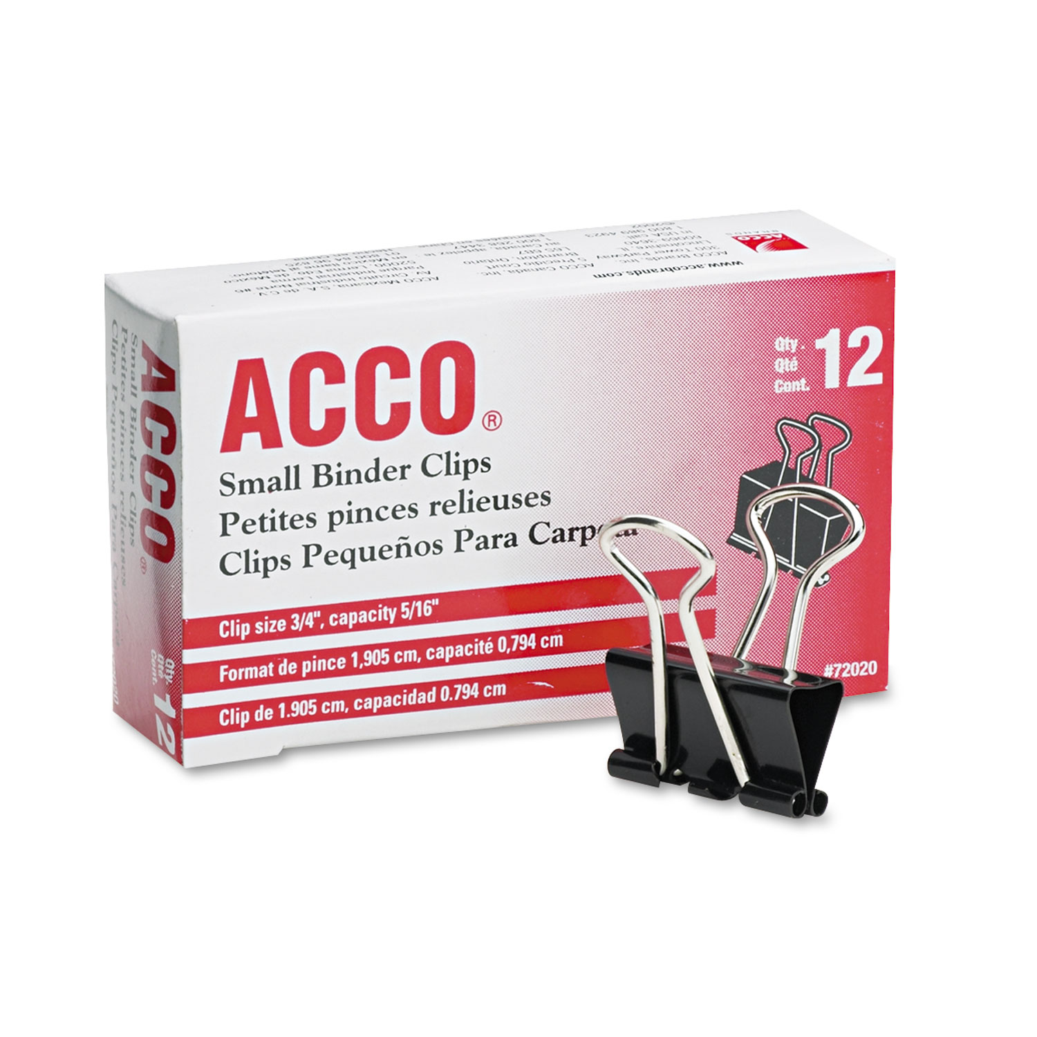  ACCO A7072020D Binder Clips, Small, Black/Silver, Dozen (ACC72020) 