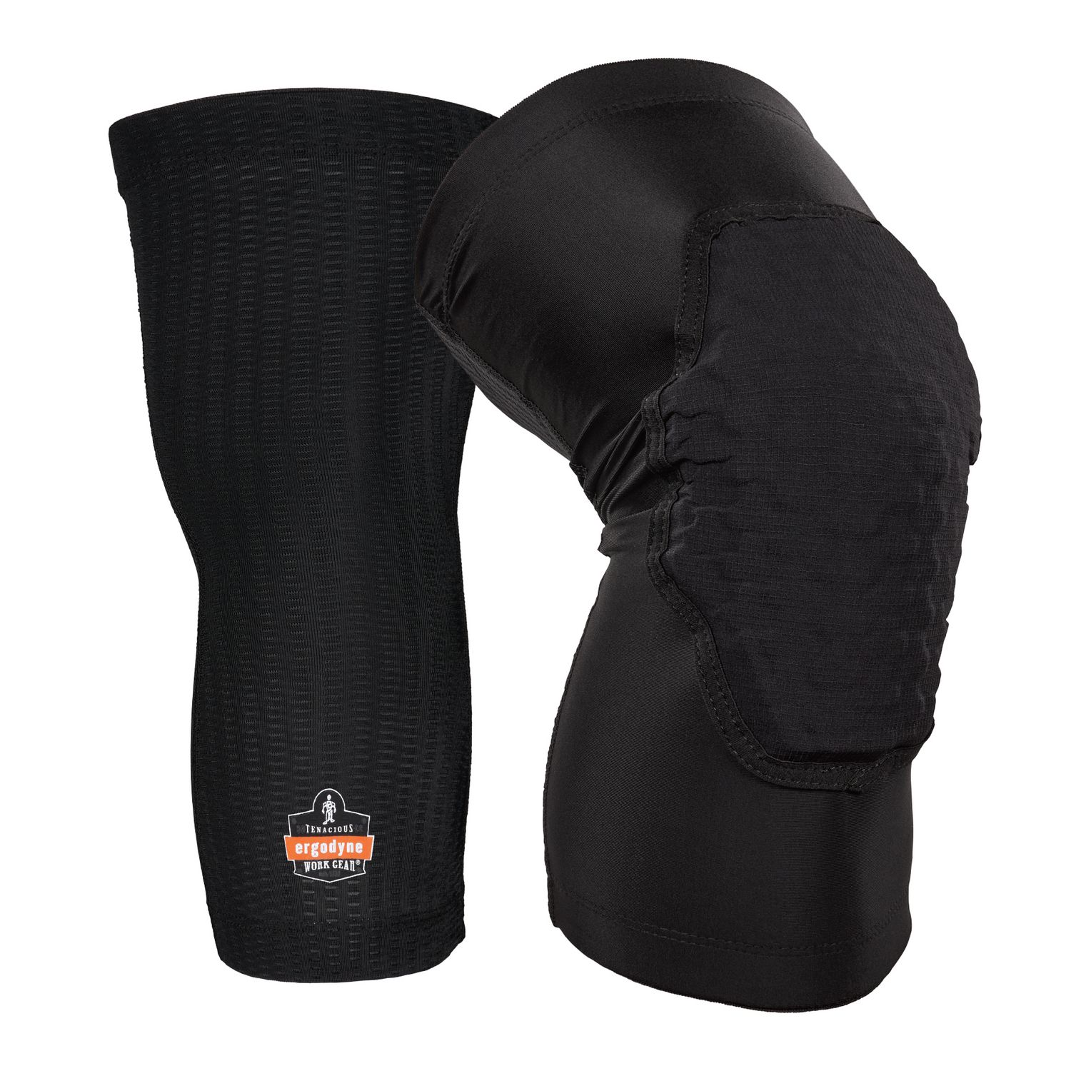 ergodyne® Proflex 525 Lightweight Padded Knee Sleeves, Slip-On, Medium/Large, Black, Pair