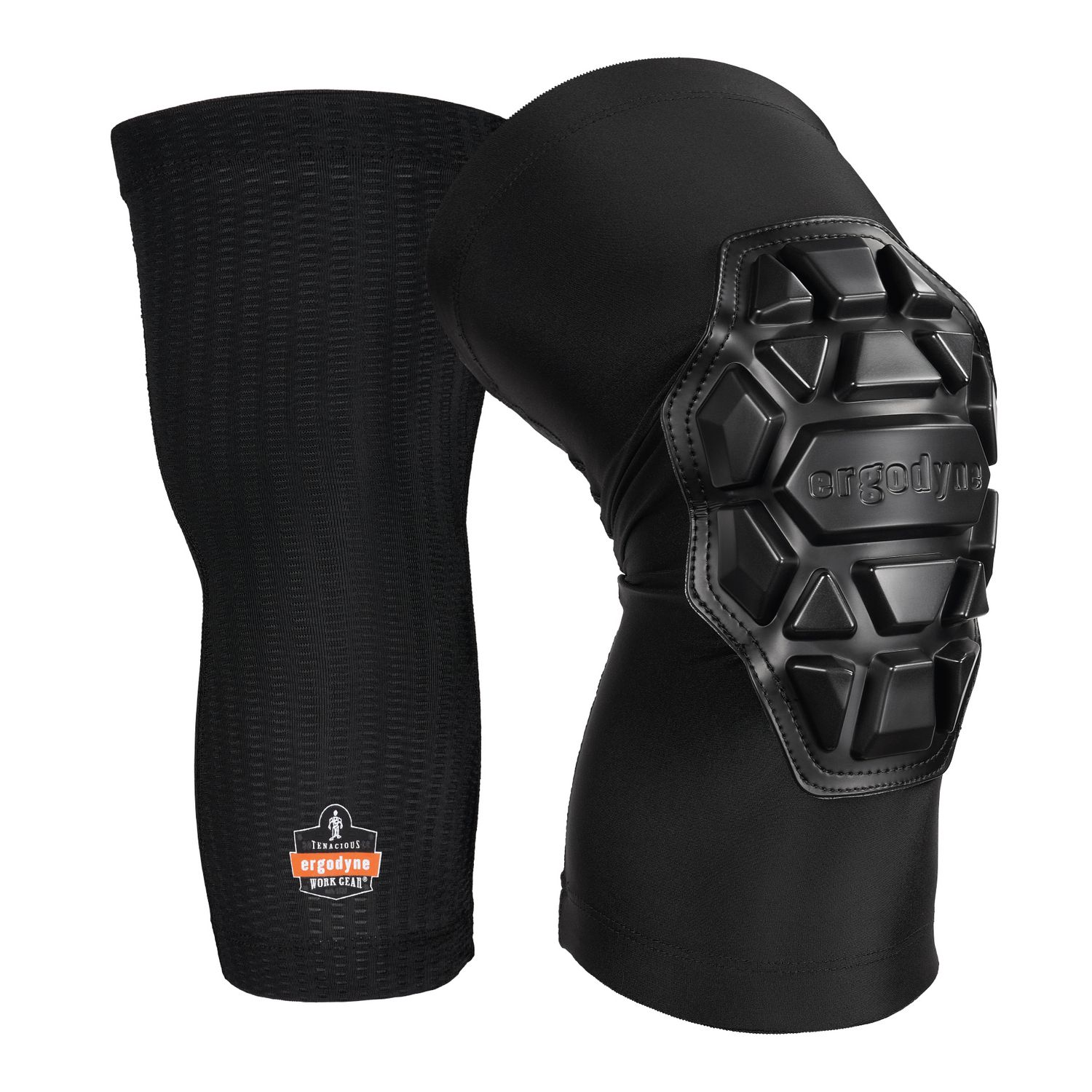 ergodyne® ProFlex 550 Padded Knee Sleeves with 3-Layer Foam Cap, Slip-On, Medium/Large, Black, Pair