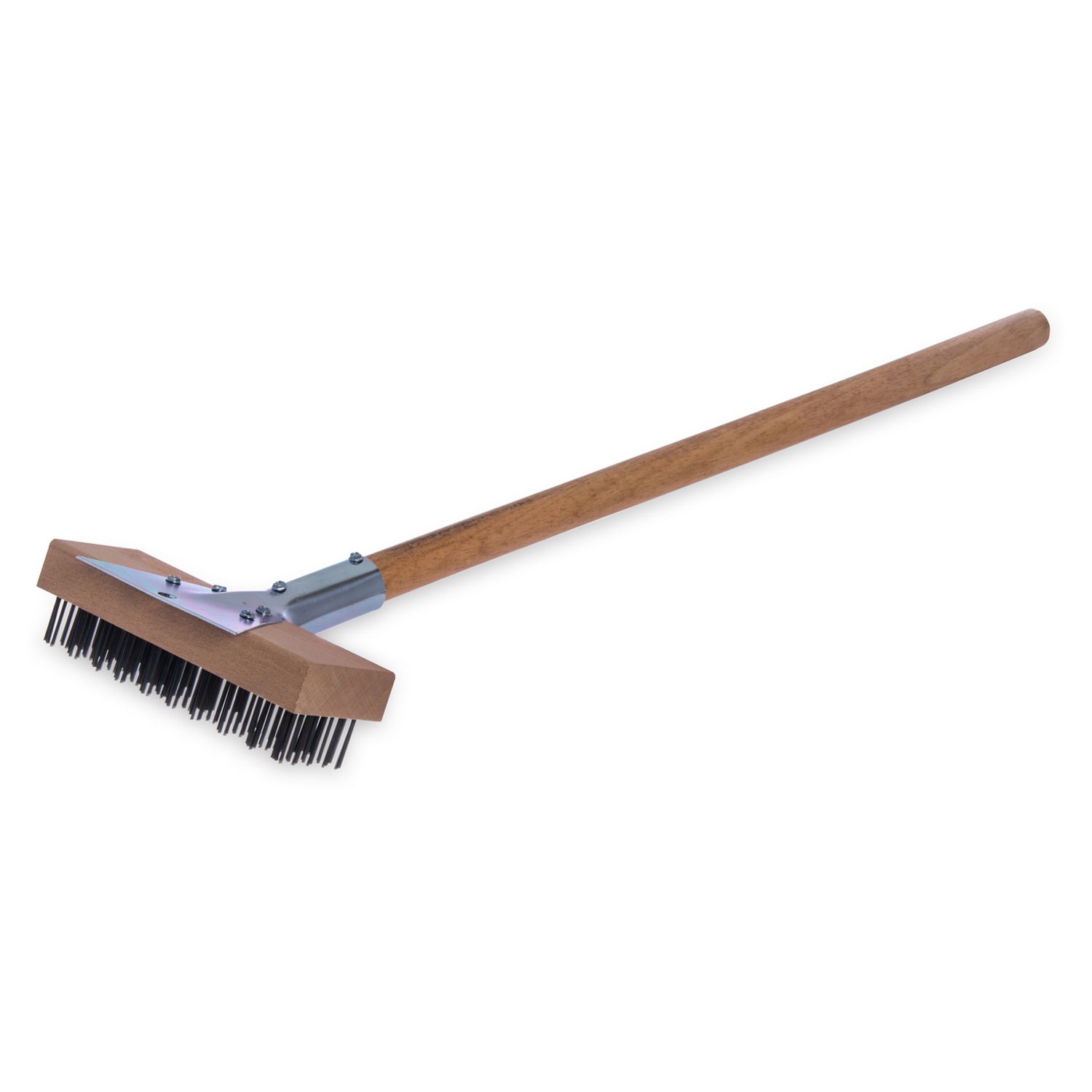 Carlisle Sparta Broiler Master Grill Brush and Scraper with Handle, Metal Bristles, 30, Natural Wood Handle