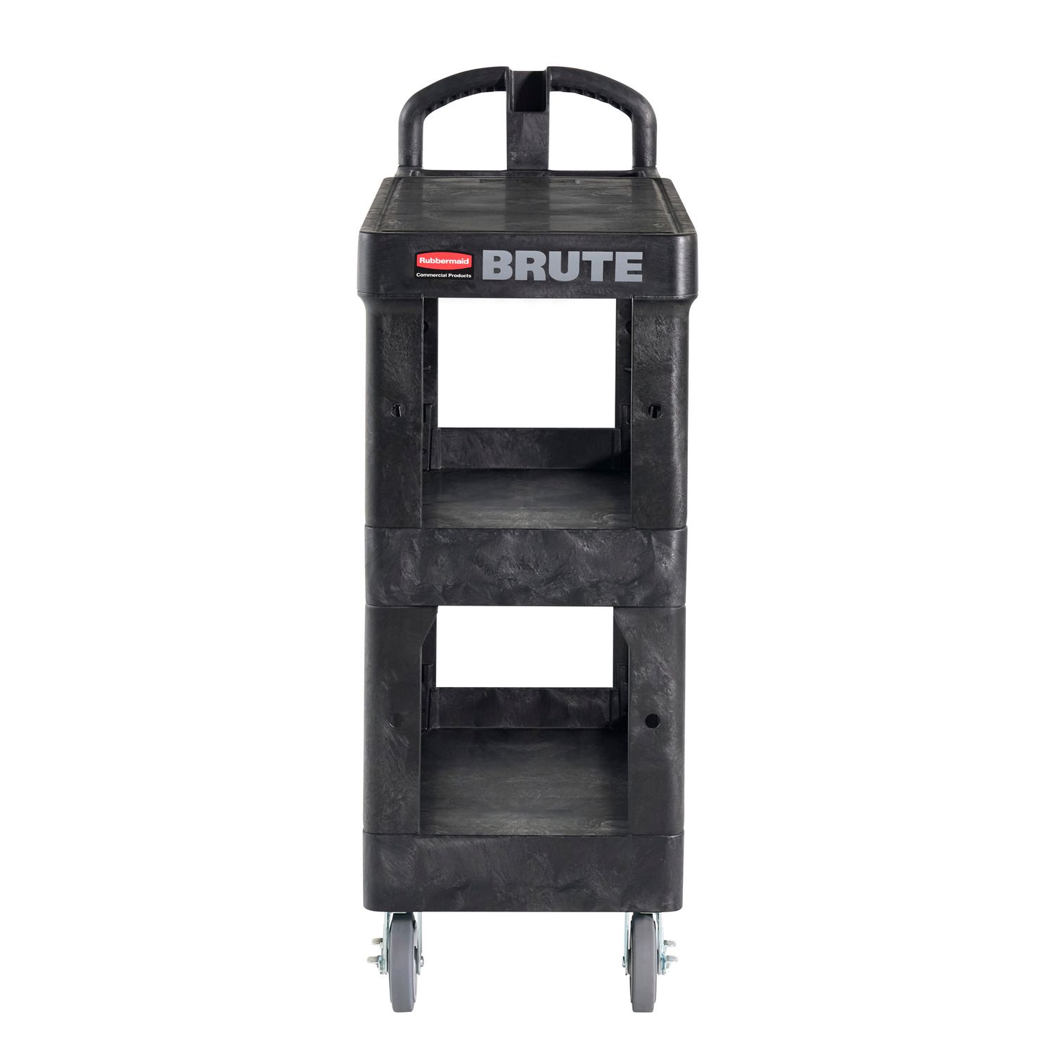 BRUTE 3-Shelf Heavy-Duty Ergo Flat Utility Cart, Resin, 3 Shelves, 600 lb Capacity, 25.24″ x 48.63″ x 46.18″, Black