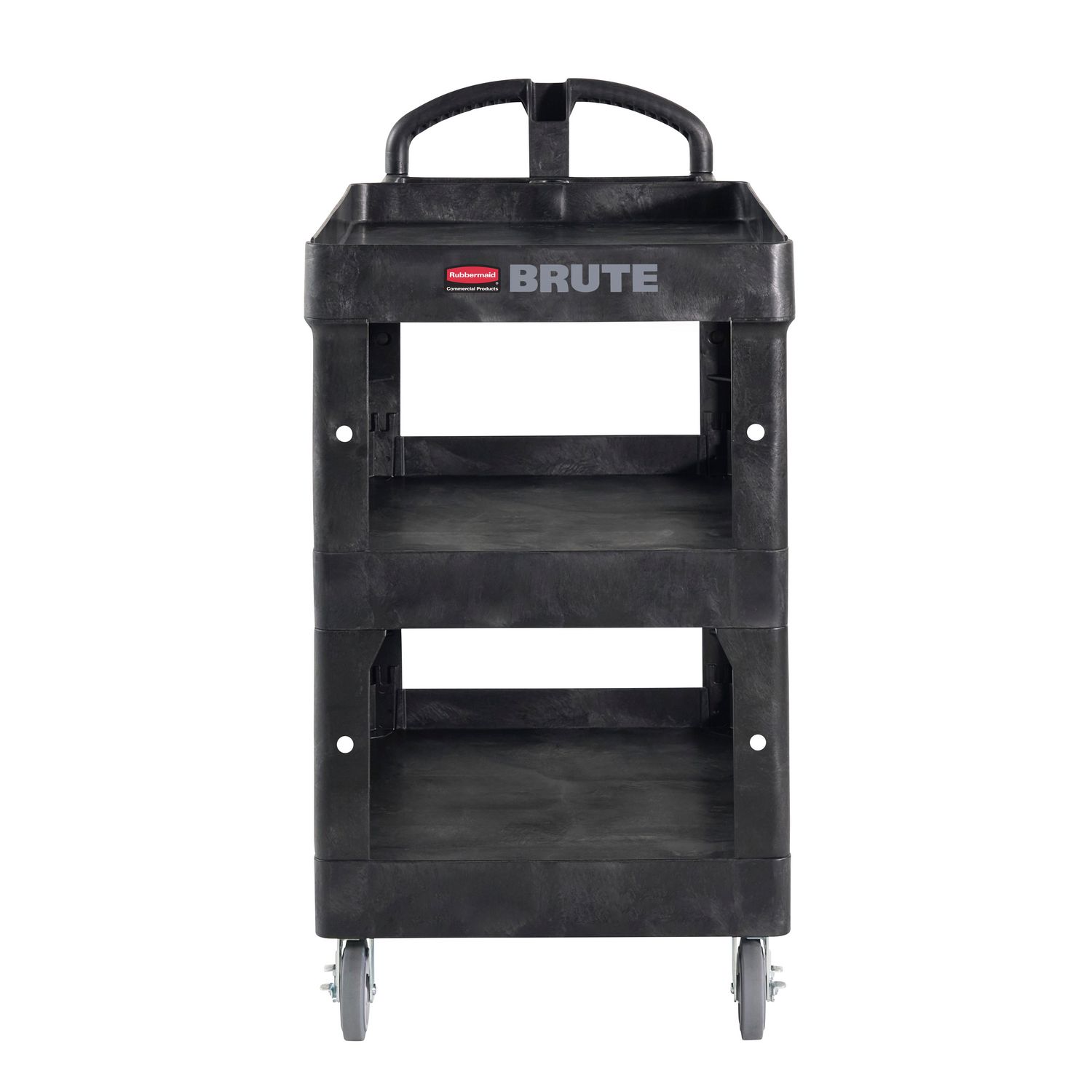 BRUTE 3-Shelf Heavy-Duty Ergo Lipped Utility Cart, Resin, 3 Shelves, 600 lb Capacity, 25.24″ x 44″ x 47″, Black